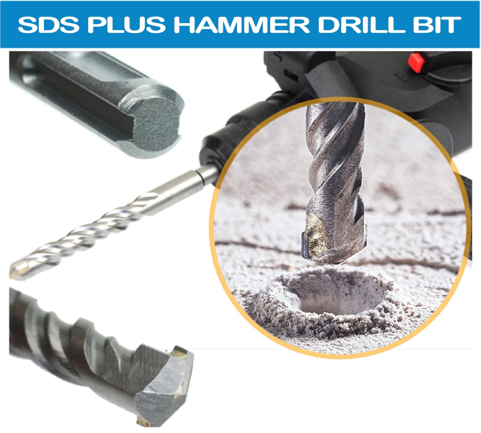 SDS Plus Carbide Tip Rotary Hammer Drill Bit Set for Concrete, 60pcs