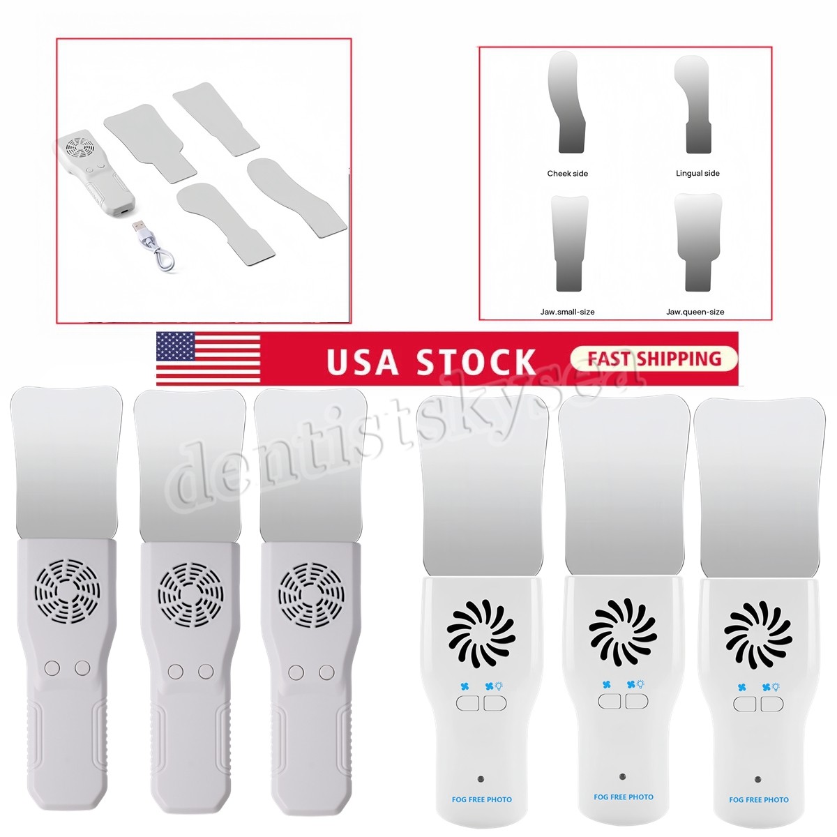 Dental Occlusal Mirror Fog Free LED Intra Oral Photo System +4 Mirrors Defog