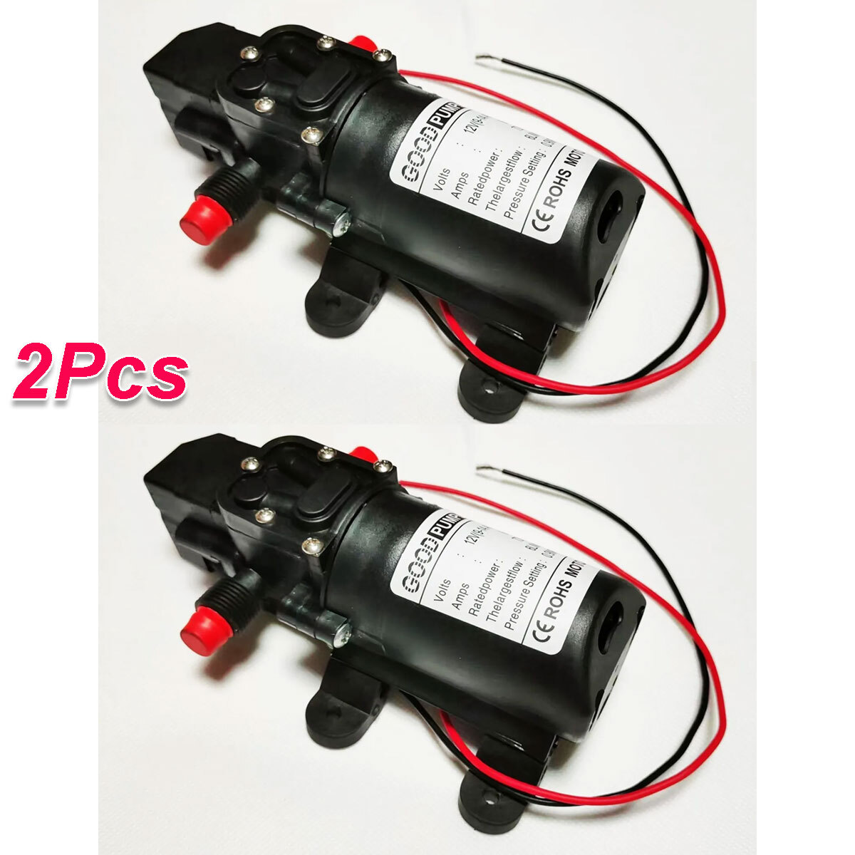 2PC 12V Water Pump 130PSI Self Priming Diaphragm High Pressure Automatic Switch