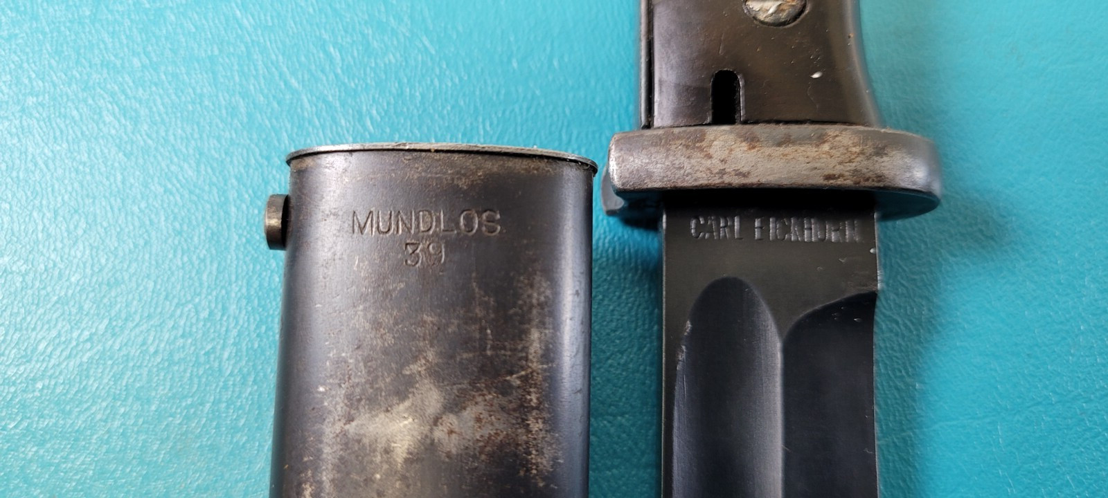 WWII German K98 Rifle Bayonet Knife Eickhorn & Mundlos Scabbard c. 1939 Q5