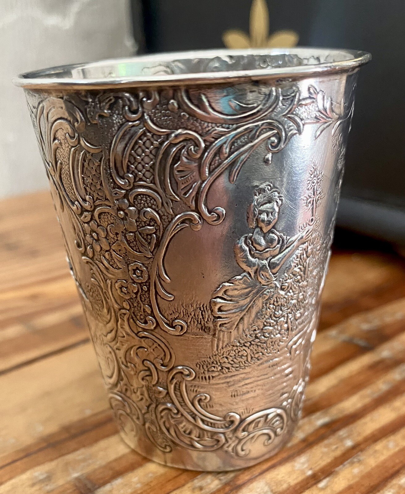 Ludwig Neresheimer German Hanau Repousse Silver Cup 3 Inch