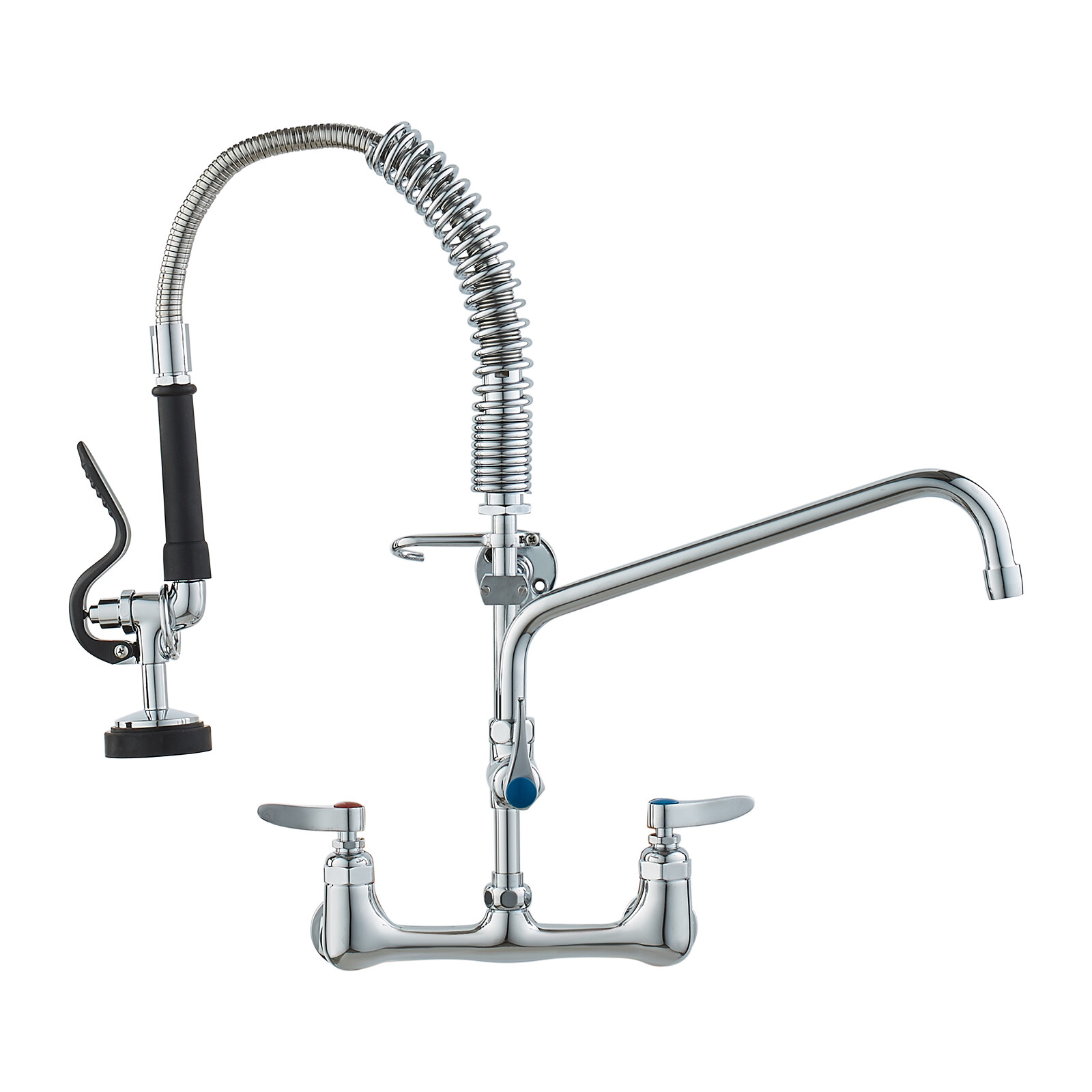 VEVOR 21" Commercial Pre-rinse Faucet Wall Mount Kitchen Sink Faucet w/ Sprayer