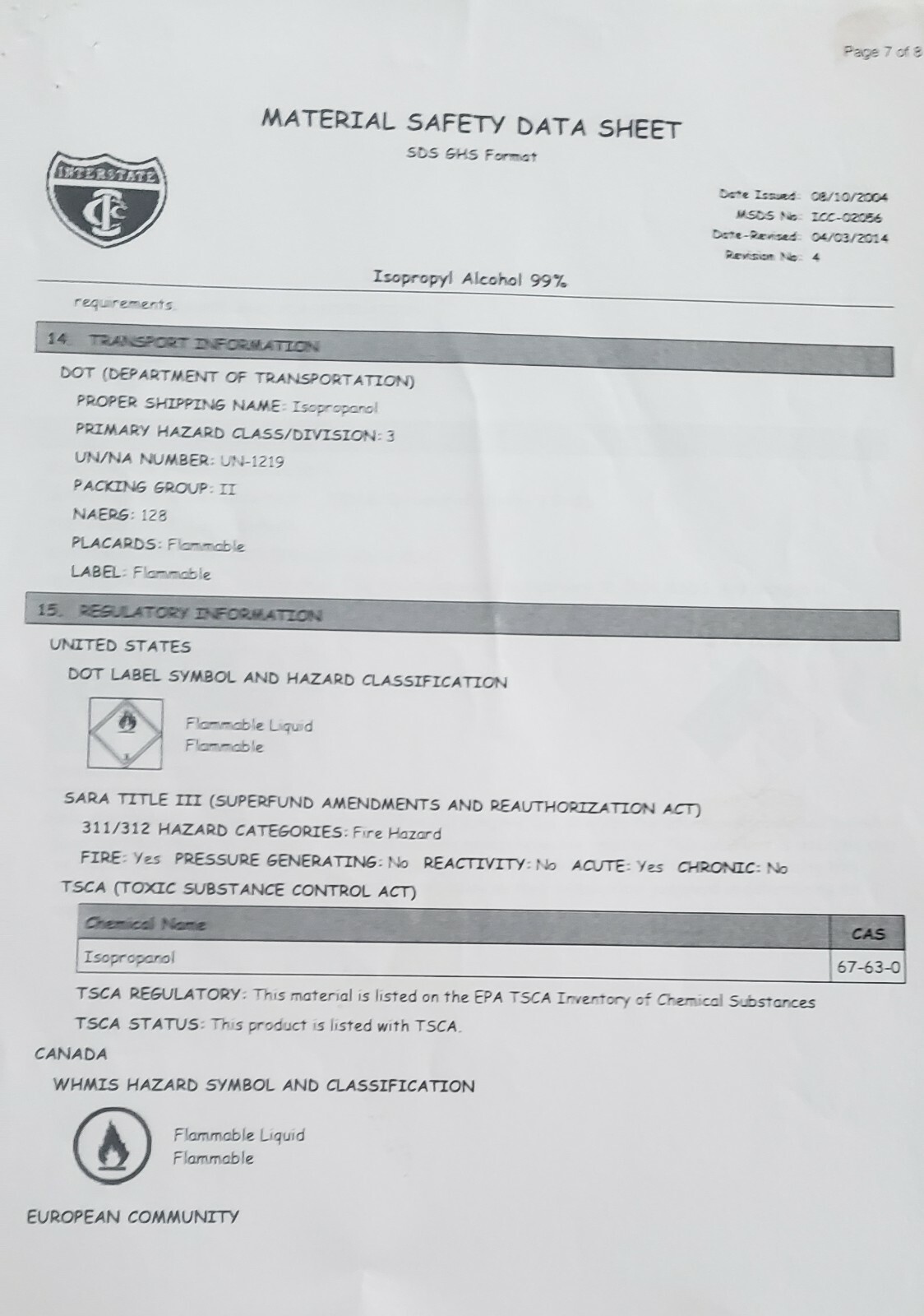 1 GALLON - PACKED IN 4 QTS- ISOPROPYL ALCOHOL 99% - NO IMPURITIES - MADE IN USA