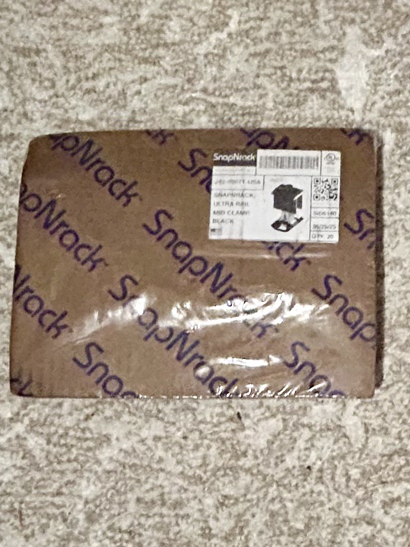 SNAPNRACK 242-02071 ULTRARAIL MID CLAMP ALUMINUM BLACK 20 pack