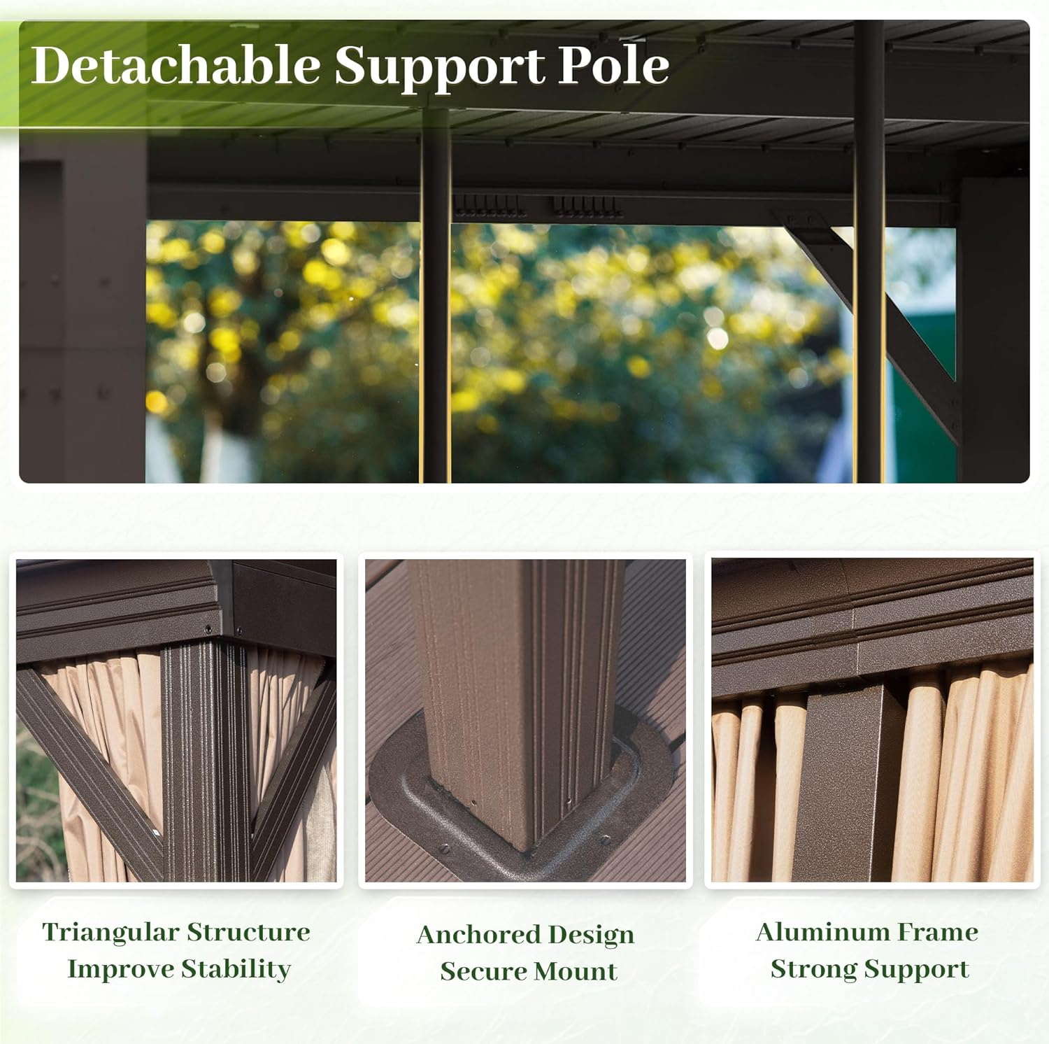 Domi 12x16FT Hardtop Gazebo Against Wall with Steel Roof