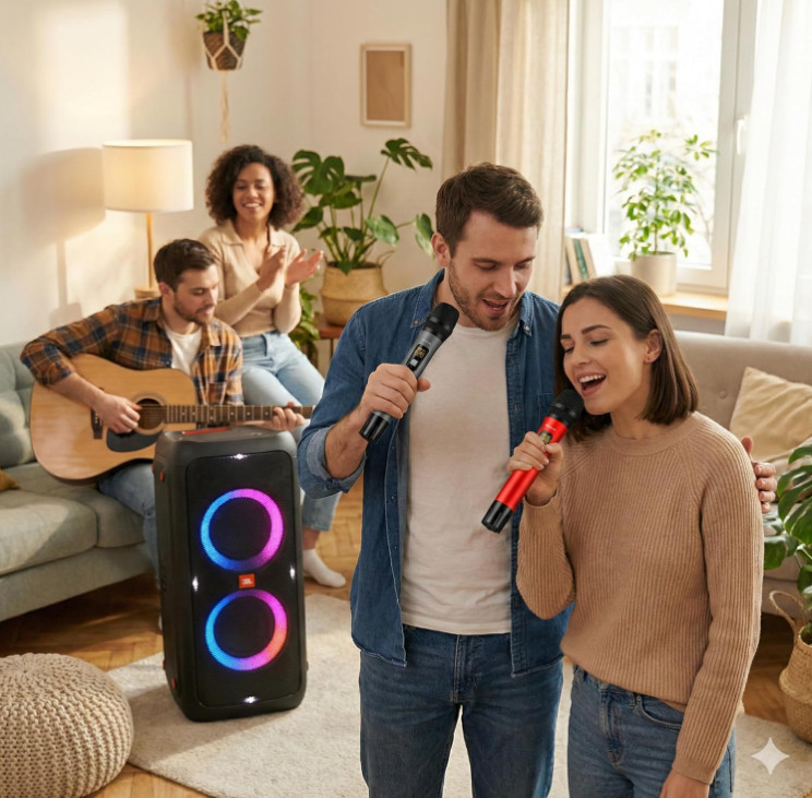 Micrófonos Inalámbricos UHF Duales 50m con Receptor Recargable Karaoke, Nuevo