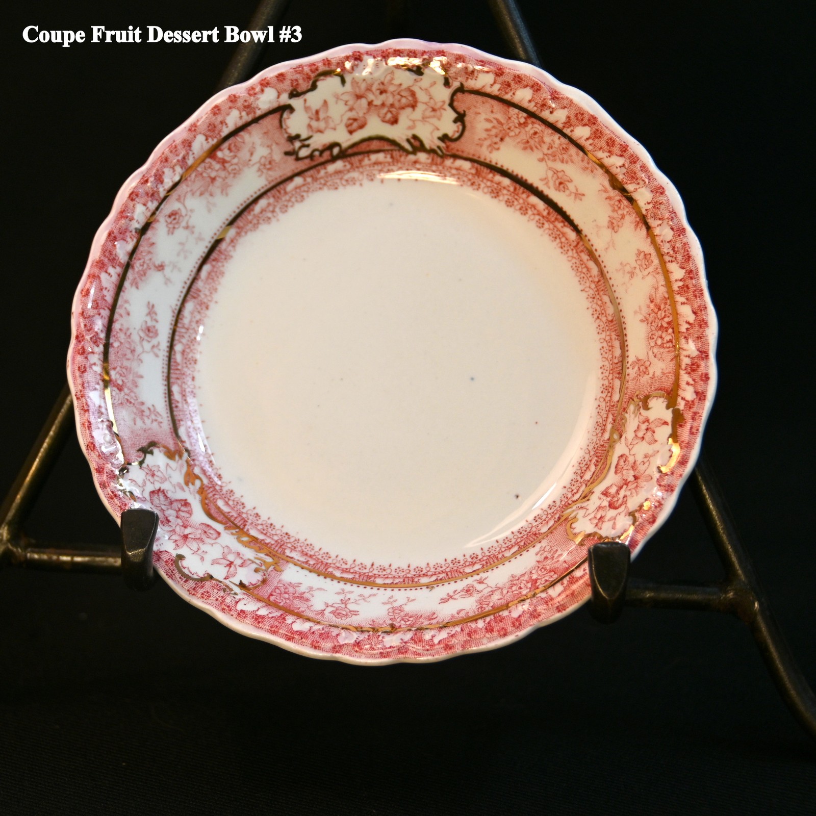 Wedgwood 6 Fruit Dessert Bowls Coupe Phoebe Pink wGold Accents England 1900-1906