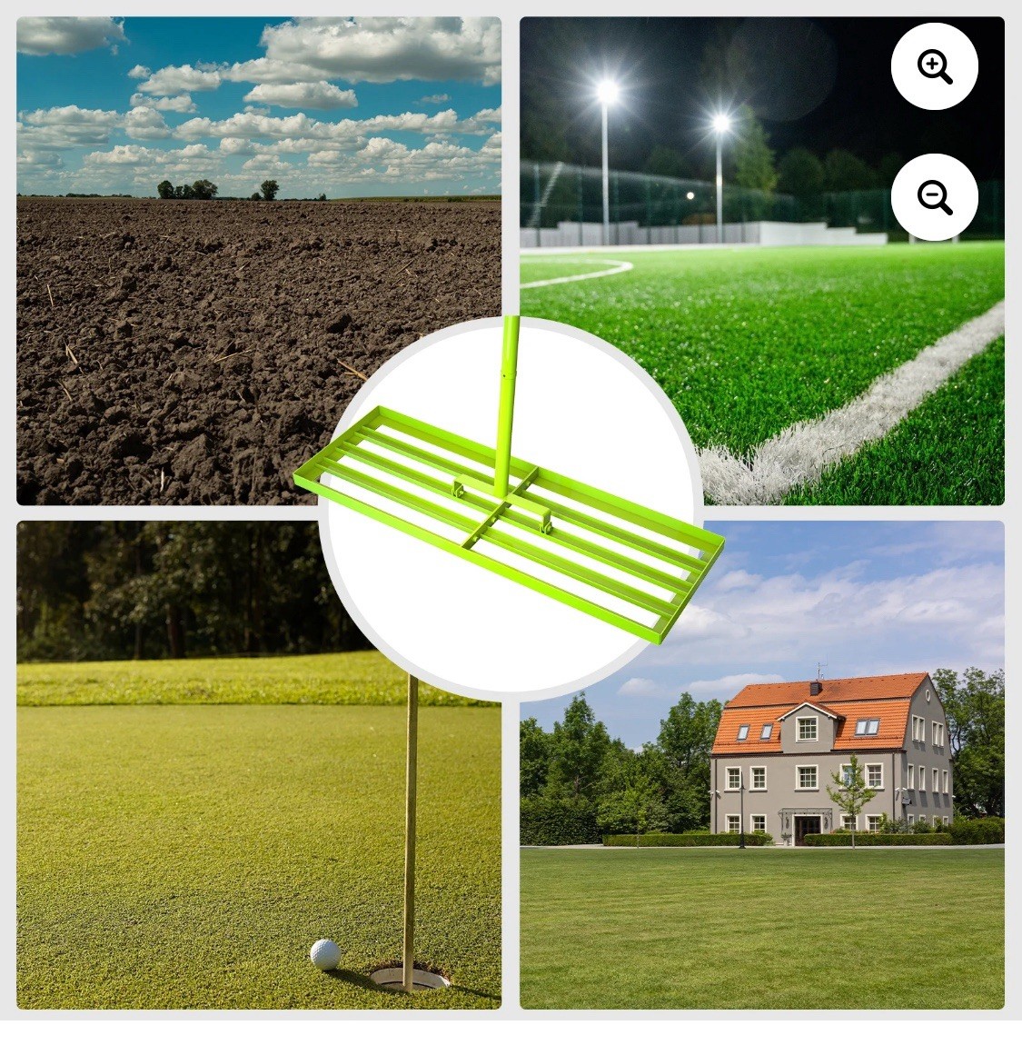 Steelite Lawn Leveling Rake 30"x10" Level Lawn Tool 72” Steel Extended Handle