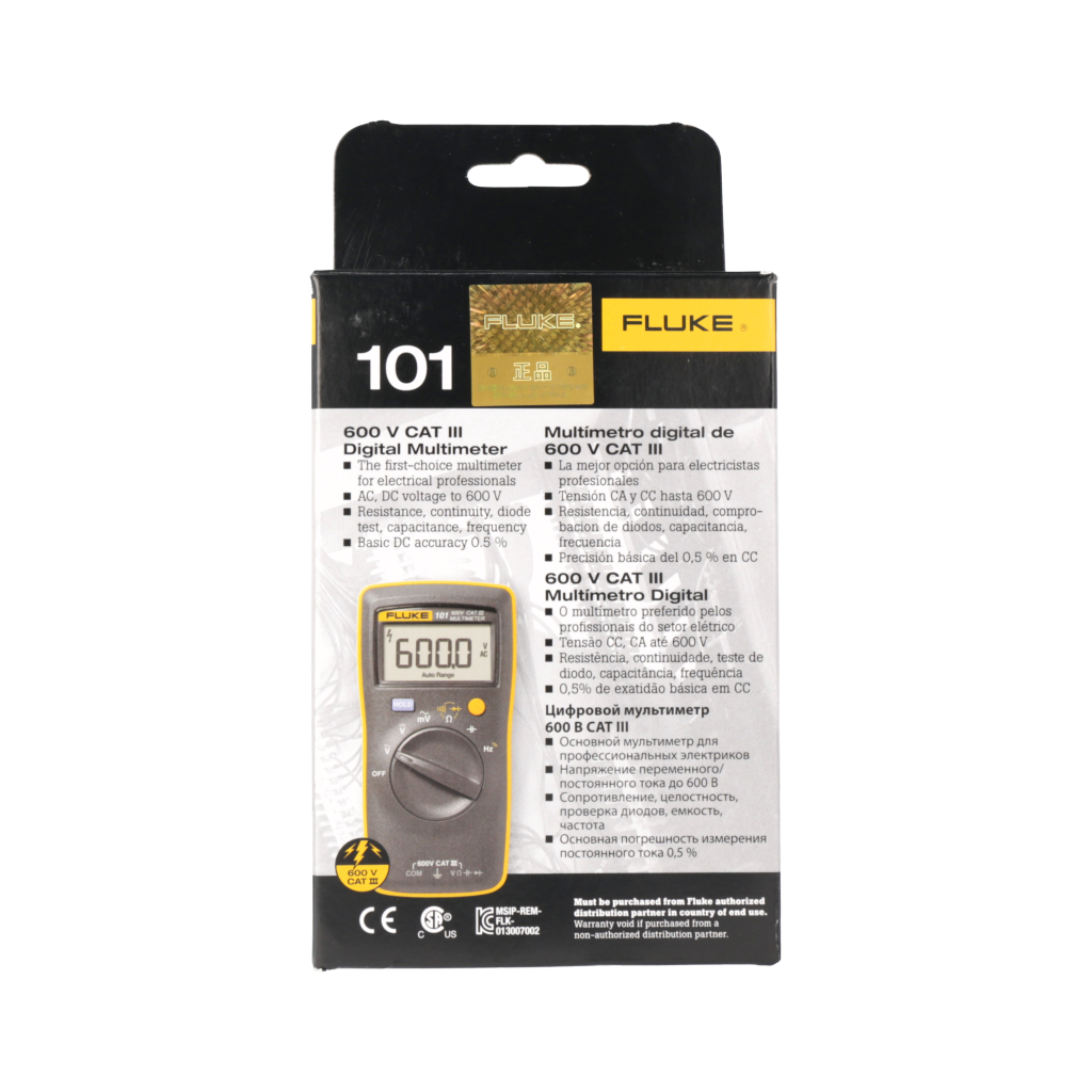 FLUKE 101 Basic Digital Multi-meter Portable Meter ACDC Volt Tester Industrial