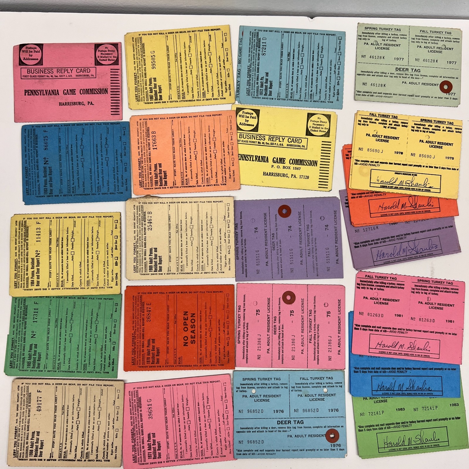 Vintage 1960s 1970s 81-83 Pennsylvania PA Hunting Deer Buck License Tags