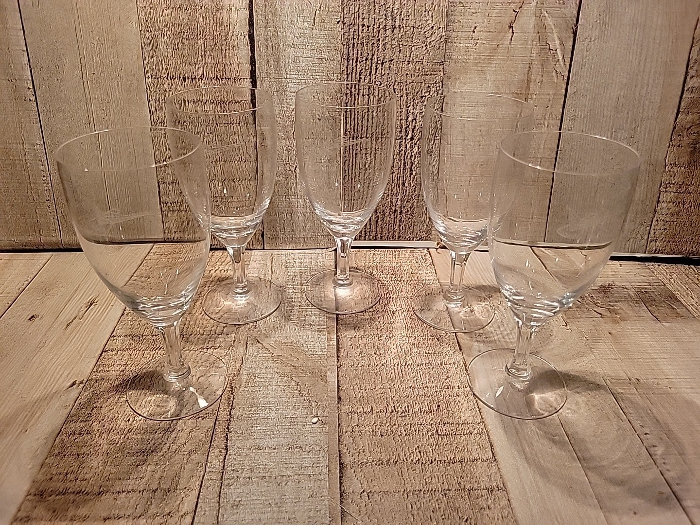 5 FOSTORIA Ford THUNDERBIRD Promo Etched crystal Wine Glass set Vintage Stemware