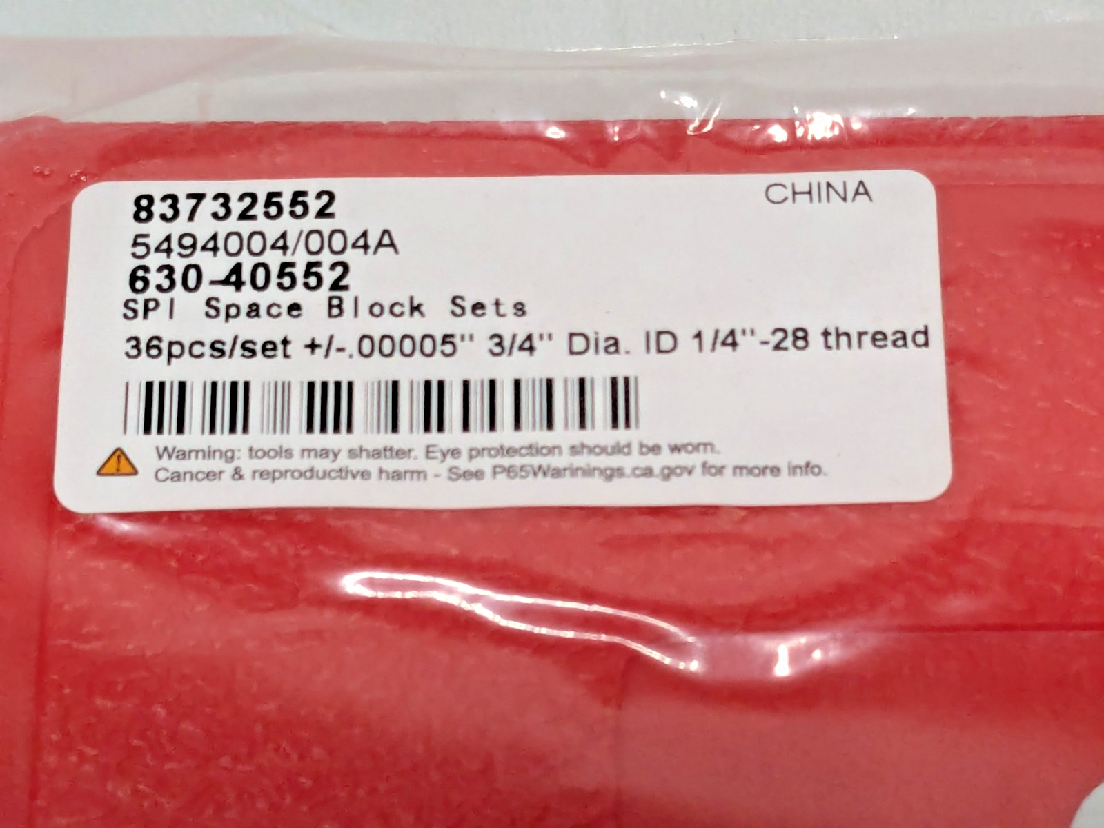 SPI 36 Piece Gage Block Set 0.05" to 1'' Range Steel w/Cert 630-40552