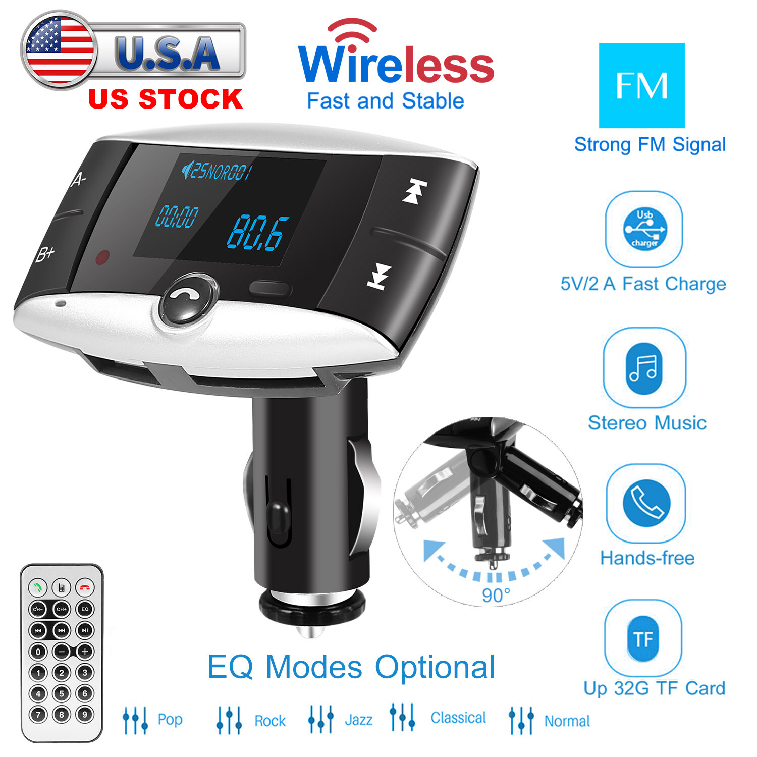 Wireless FM Transmitter Modulator Car Kit Handsfree MP3 Player SD USB LCD Remote