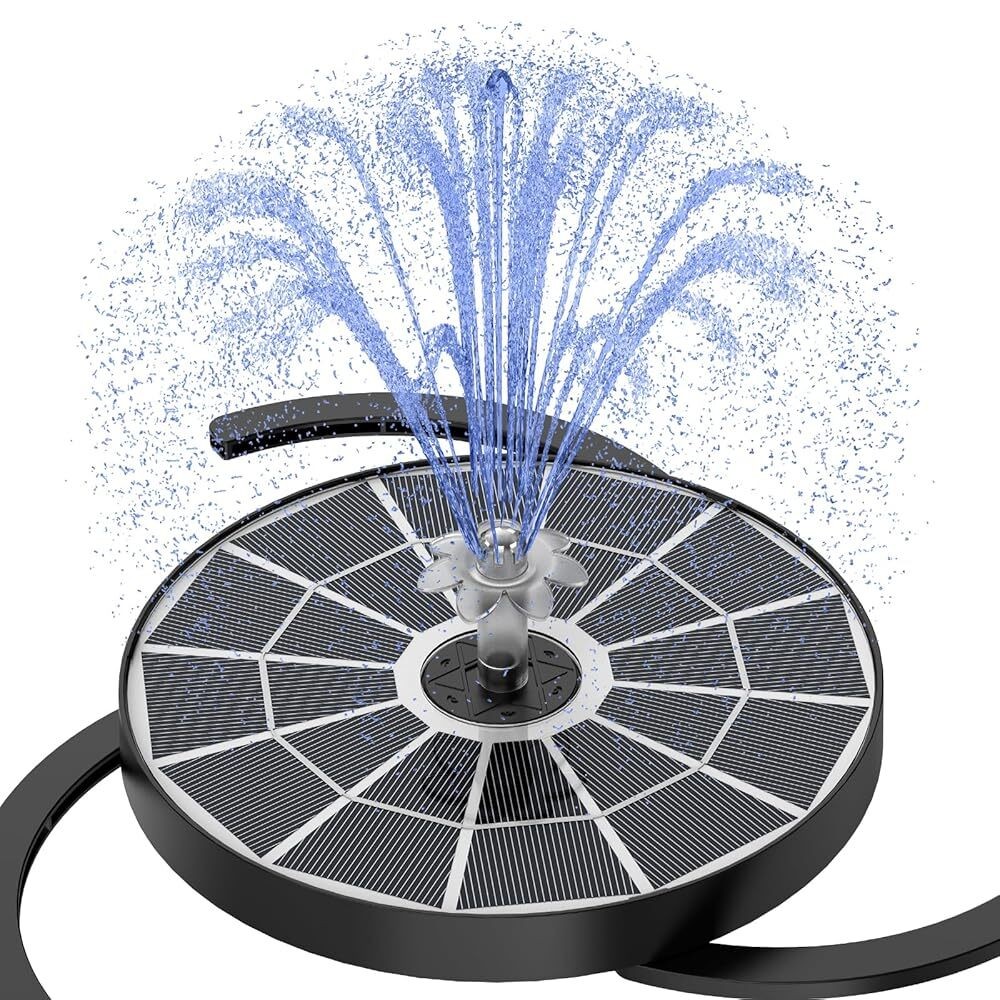 3.7W Solar Bird Bath Fountain Upgraded 6.3" Solar Glass Panel for Garden,g