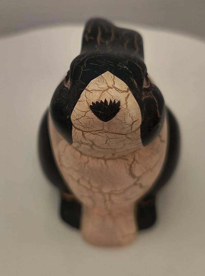 4" Black and White Lop Ear Bunny Sitting Rabbit Figure EUC