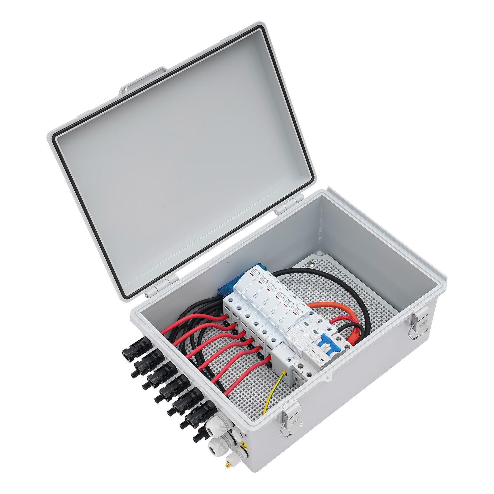 6 String Solar PV Combiner Box 63A Circuit Breaker Junction Box for Solar Panels