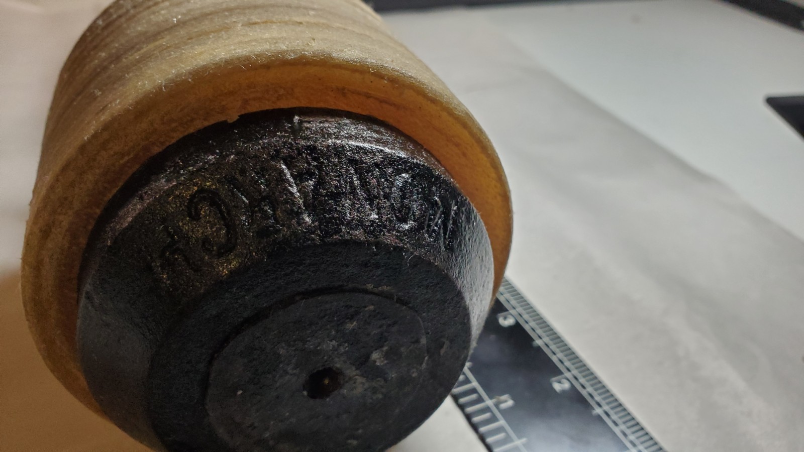 Hammer Maul 5 Lb Vintage Cast Iron Stacked Rawhide & Leather / Monarch Stamp