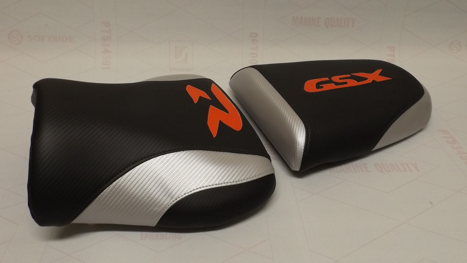 black/silver/red FRONT/REAR SEAT COVERS FIT SUZUKI GSX 600R/750R/1000R 00/02/03