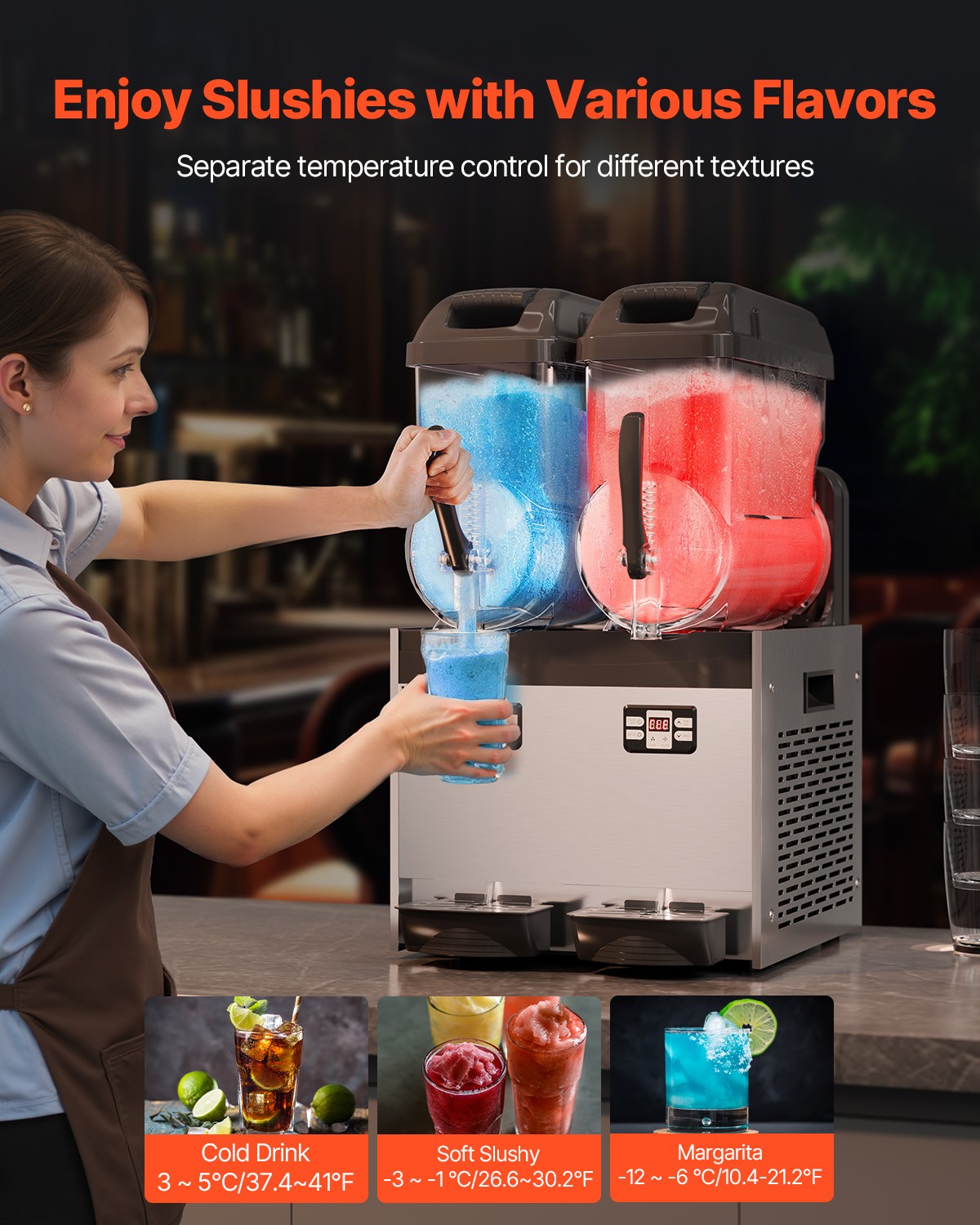 VEVOR Tank Commercial Slushy Machine Margarita Smoothie Frozen Drink Maker