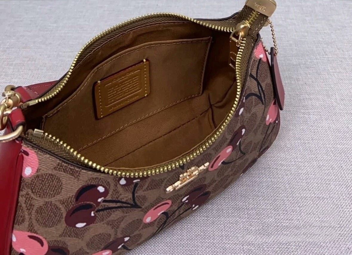 COACH Teri Shoulder Bag Signature Canvas Cherry Print CY694