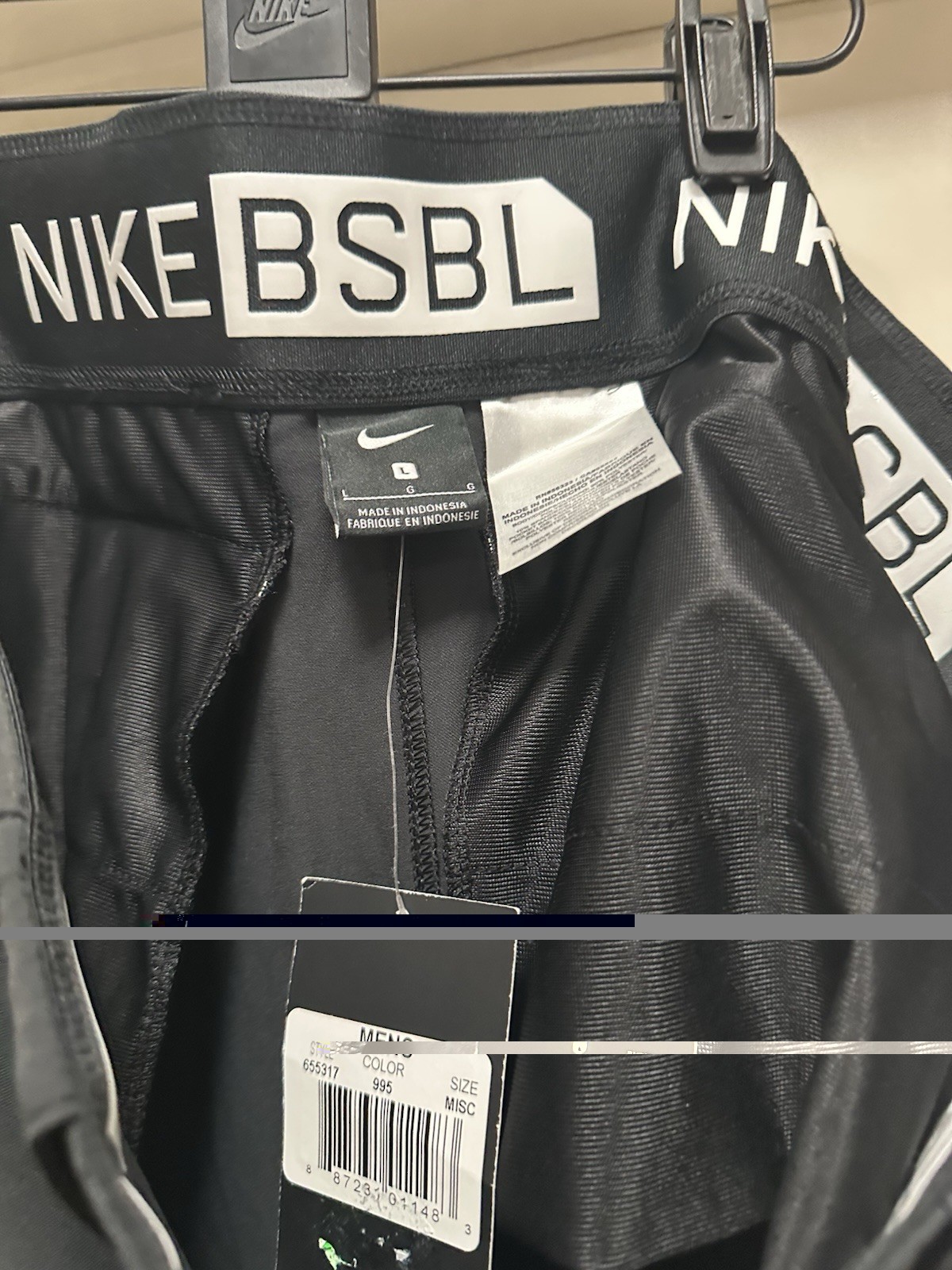 New Mens Nike Vapor Elite Baseball Softball Pants Lockdown Straps Lrg $80 Black