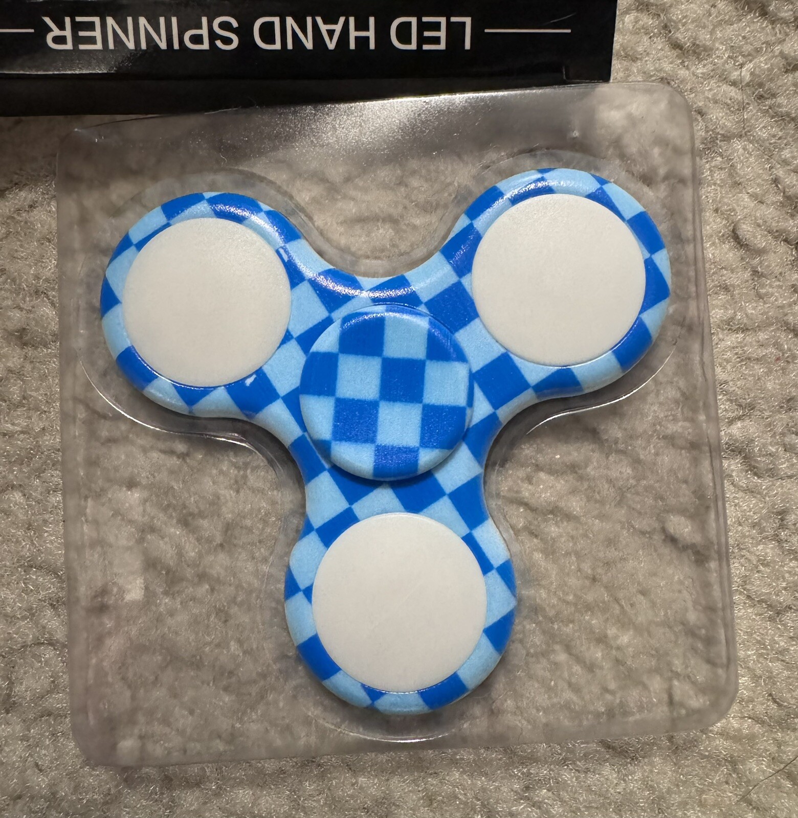 LED Light-UP Flash Tri-LED Finger Hand Spinner Fidget Toy Kids Blue New