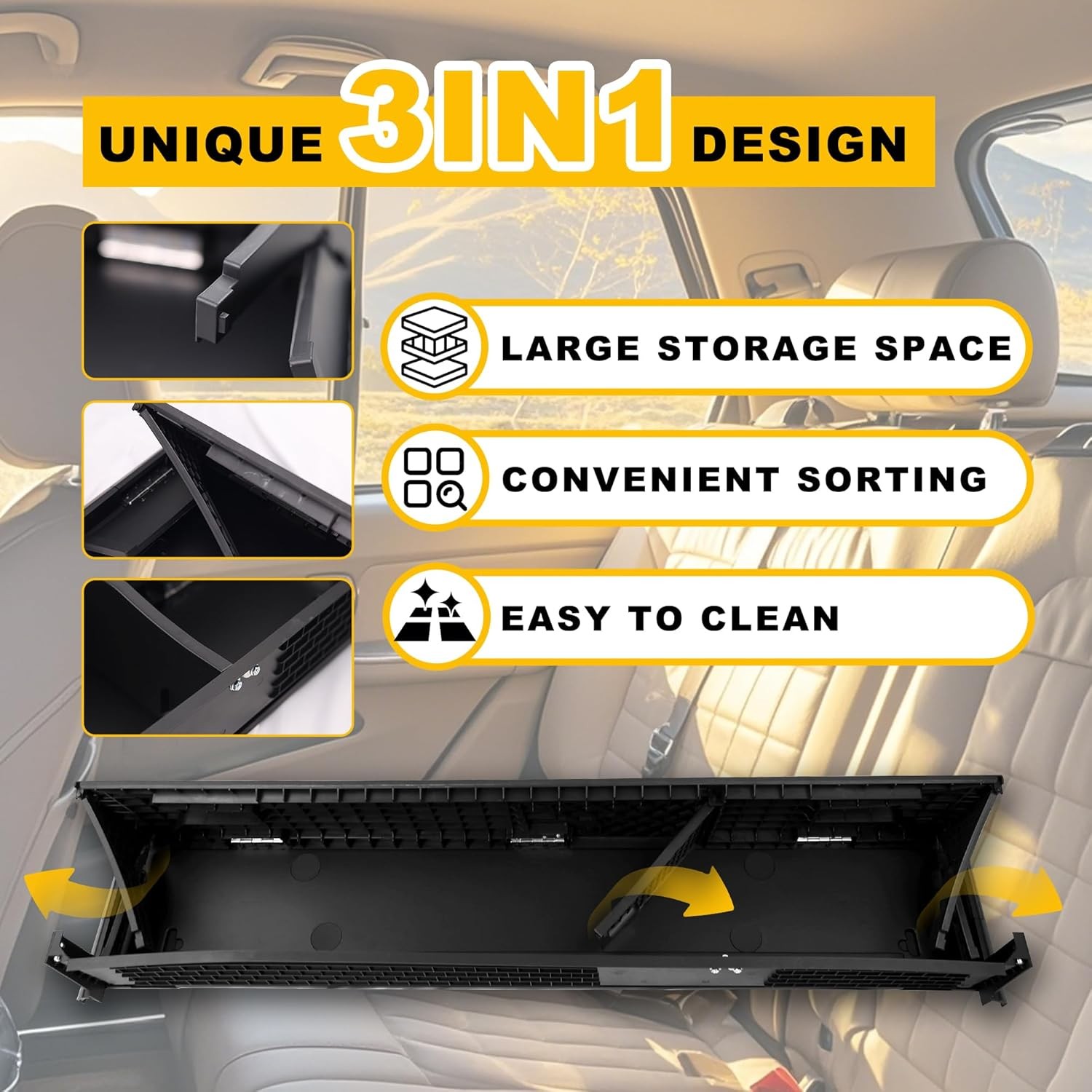 Upgraded Folding Under Rear Seat Storage Box for 2015-2026 Ford F-150 F150 F-250