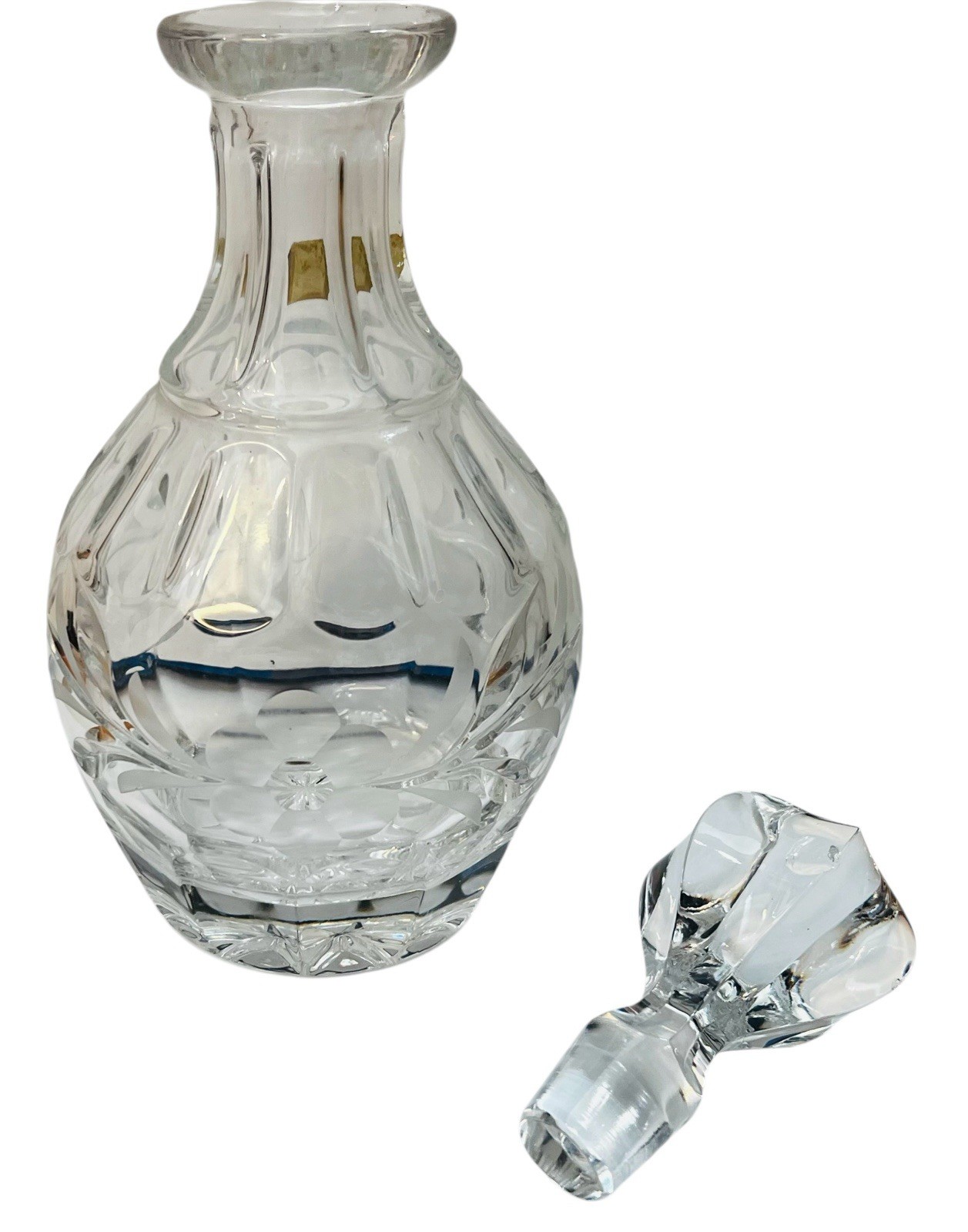 VTG Gorham Full Lead Crystal Whiskey Decanter Floral Diamond Cut West Germany