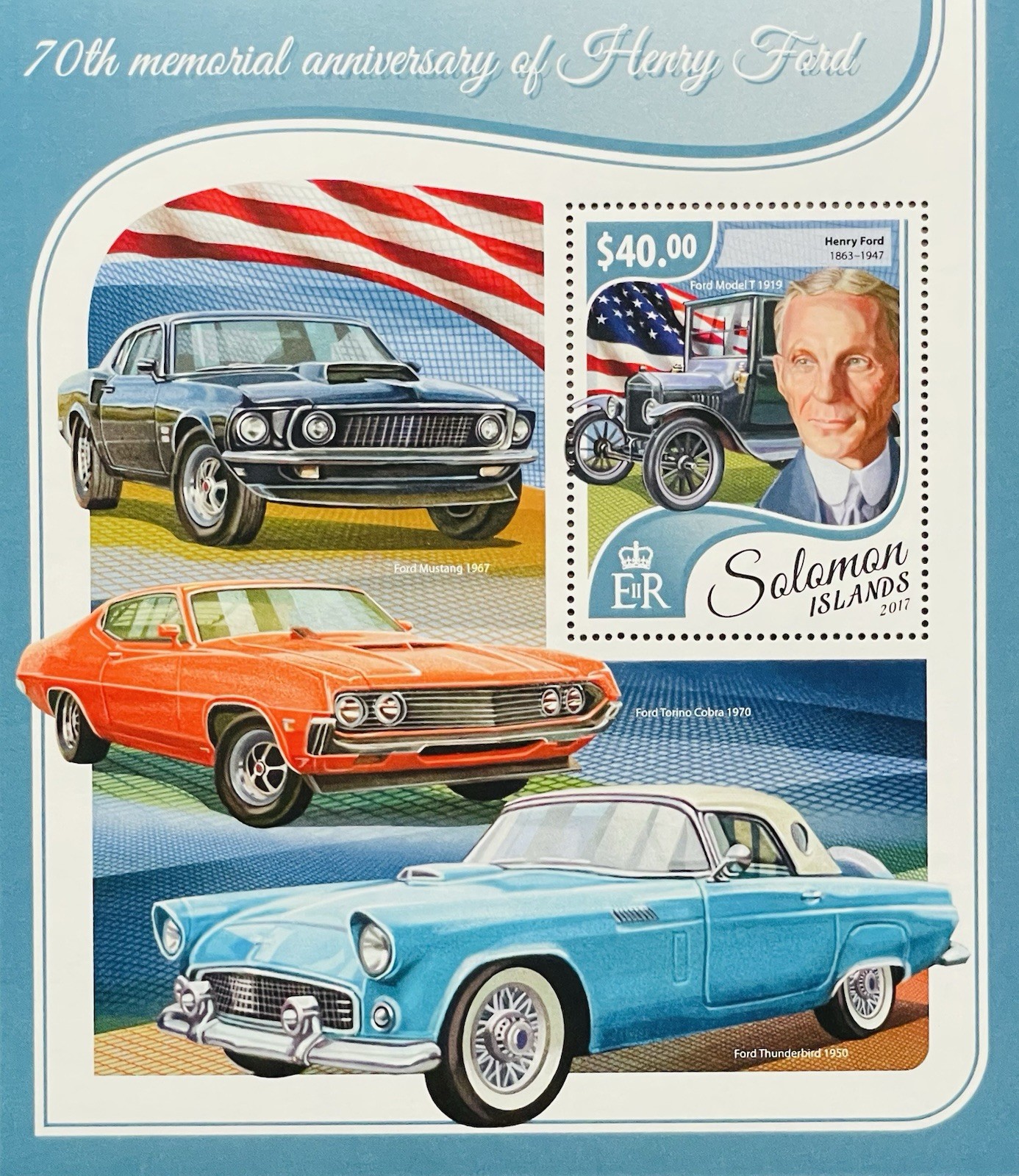 SOLOMON ISLANDS HENRY FORD CAR STAMPS 2017 MNH CARS MUSTANG TORINO AUTOMOBILE 1
