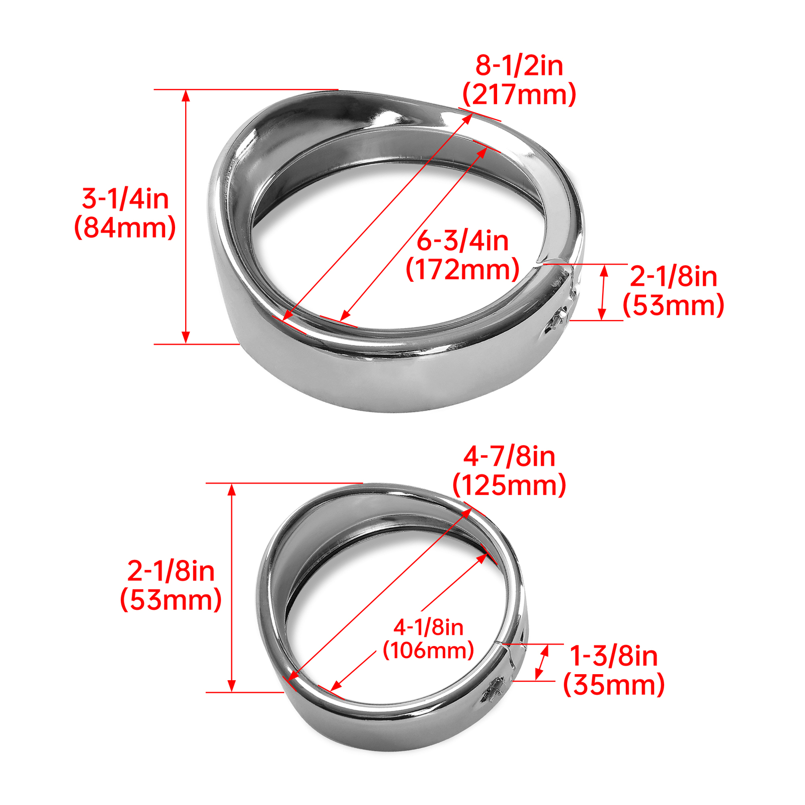 7" + 4.5" Headlight Fog Light Visor Style Trim Ring For Harley Touring Dyna