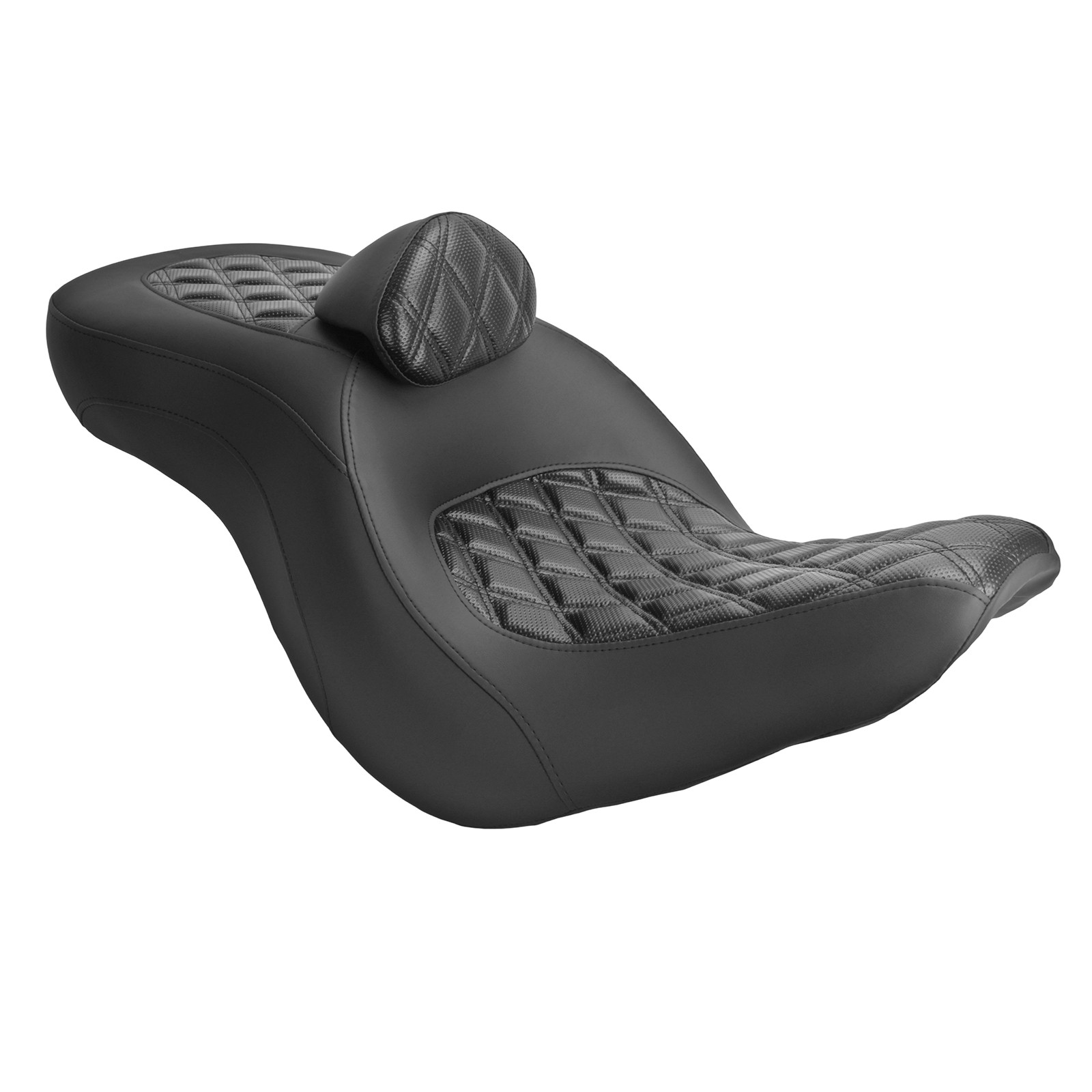 Diamond Driver Passenger Seat w/ Backrest For Harley Low Rider FXLRS 2018-2025