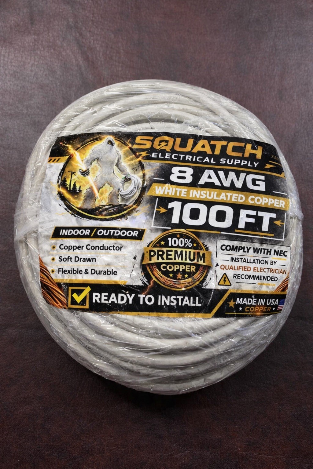 100 FT , 8 AWG Southwire THHN/THWN-2 White Stranded Copper Wire – 600V
