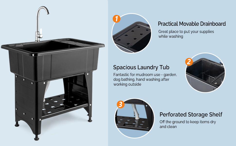 32.3 in x 22.4-Inch Indoor and Outdoor Utility Sink with Faucet High Quality New
