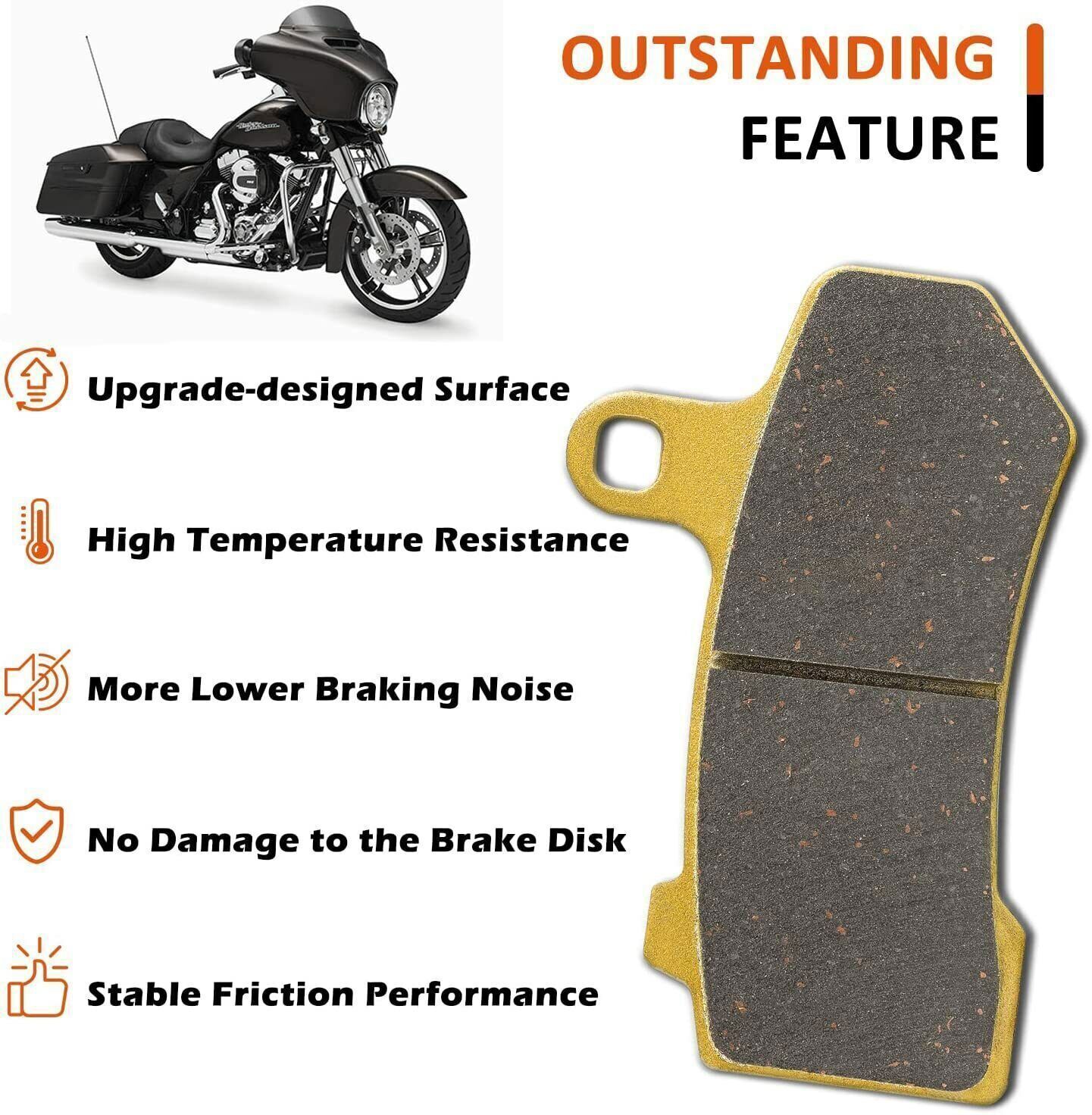 Front and Rear Brake Pads Set For Harley Davidson FLHX Street Glide 2008-2015