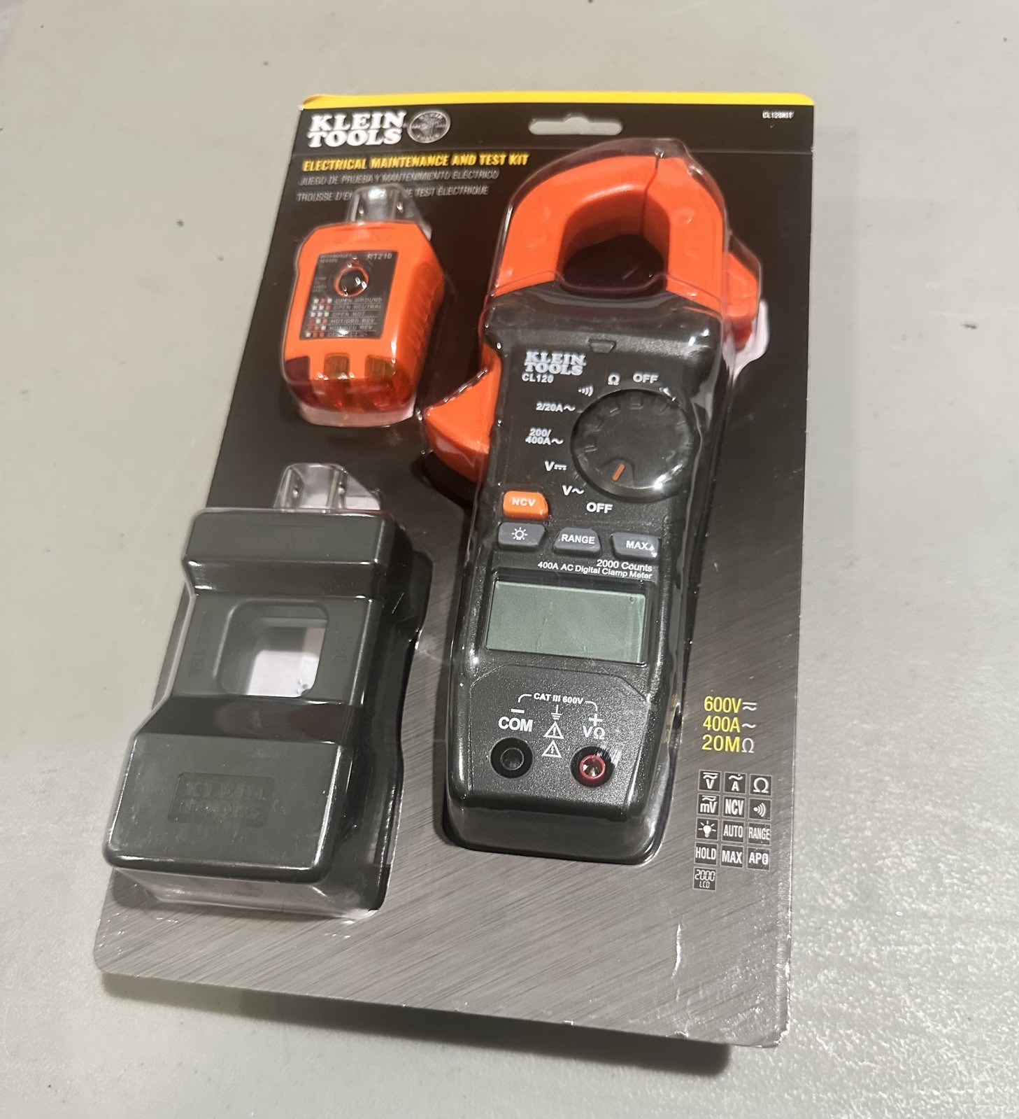 Klein Tools CL120KIT Clamp Meter Electrical Test Kit, Electric, Amps Tester