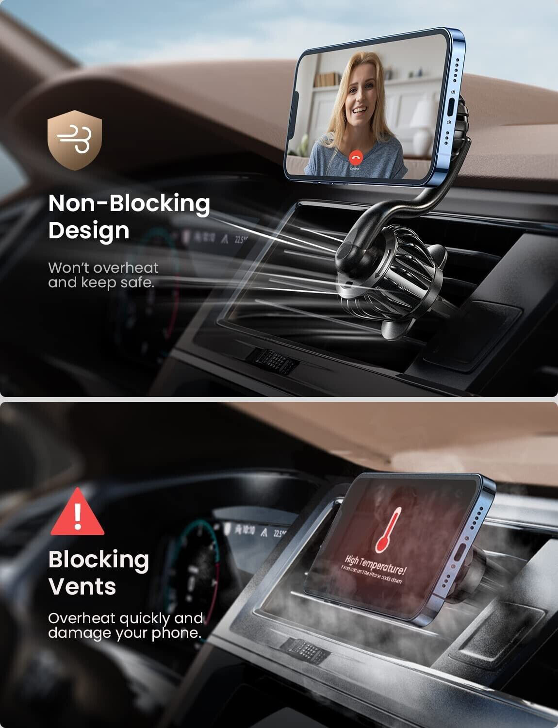 Universal Magnetic 360° Rotation Air Vent Car Mount Dashboard Phone Holder Truck