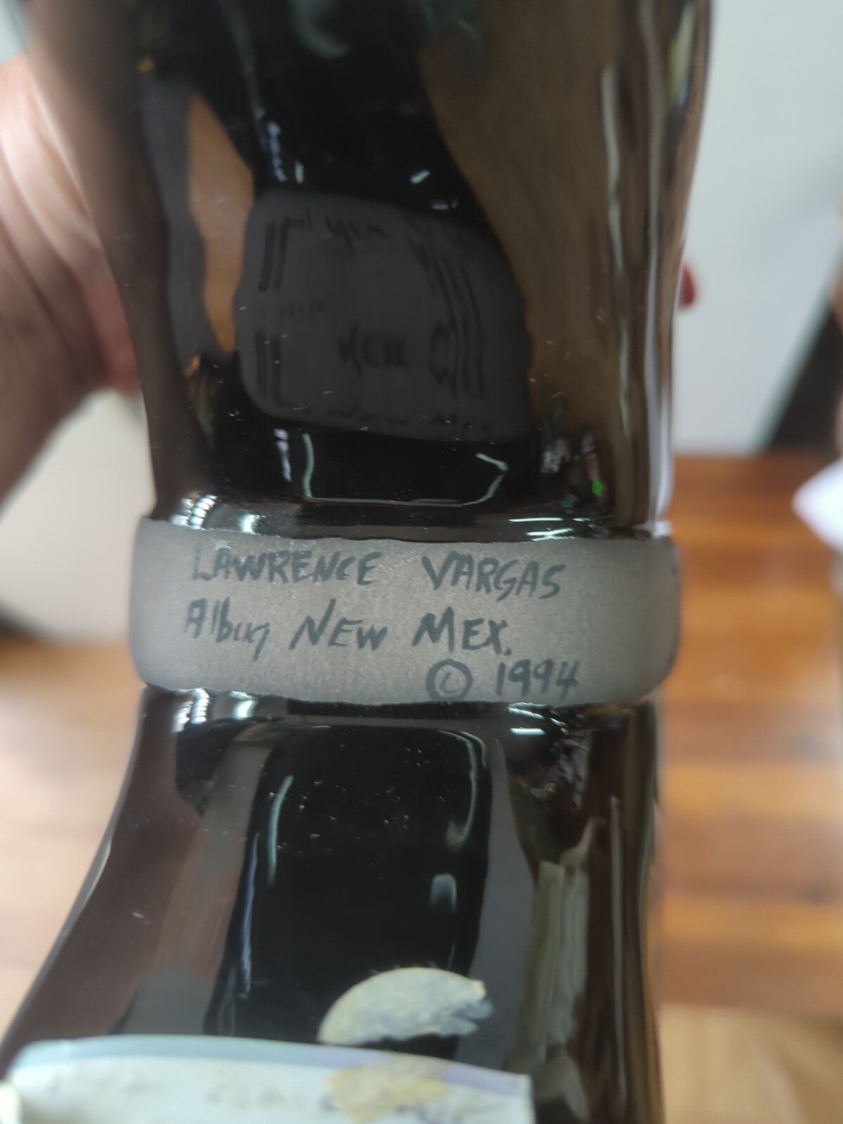 Large Lawrence Vargas New Mexico Blackware Pottery Bear Large 10"Artist