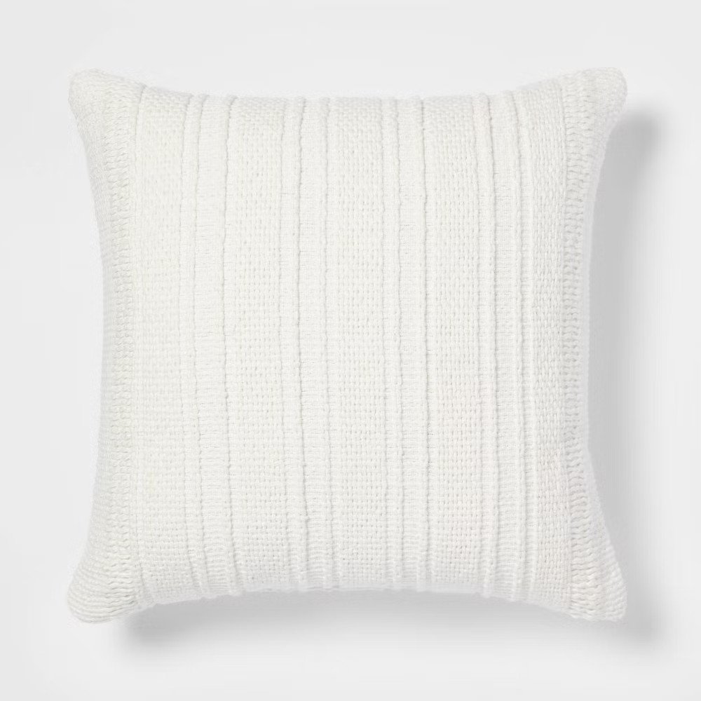 Oversized Textural Woven Square Throw Pillow Cream - Threshold