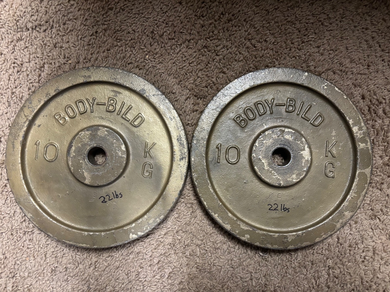 Vintage Body-Bild (England) 2 x 10 KG 1” weight plates weights