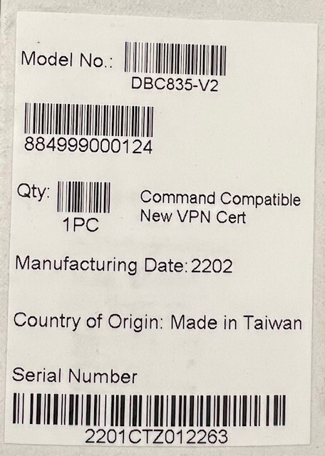 DBC835-V2 Brand New ADT Doorbell Camera with Mounting Kit & Wedge