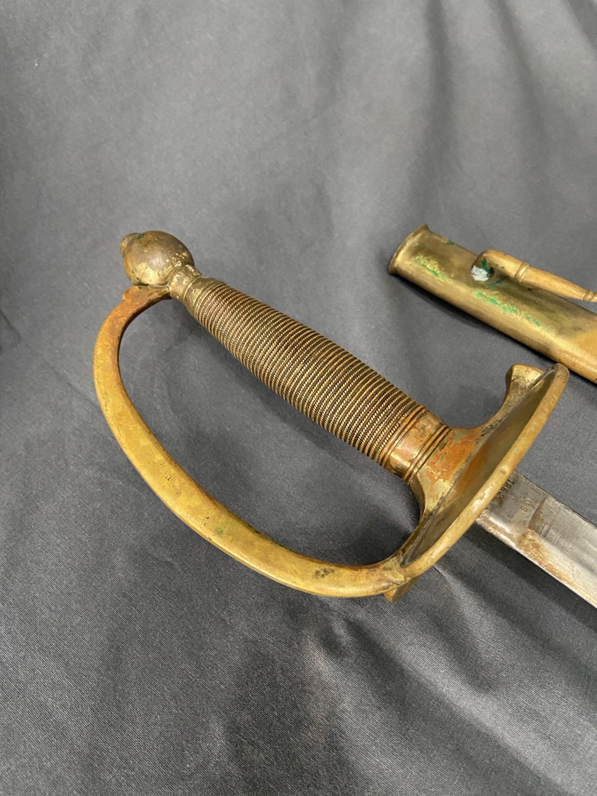 Original Early CIVIL WAR Ames M1840 NCO Sword 1862 w/Repro Leather Scabbard