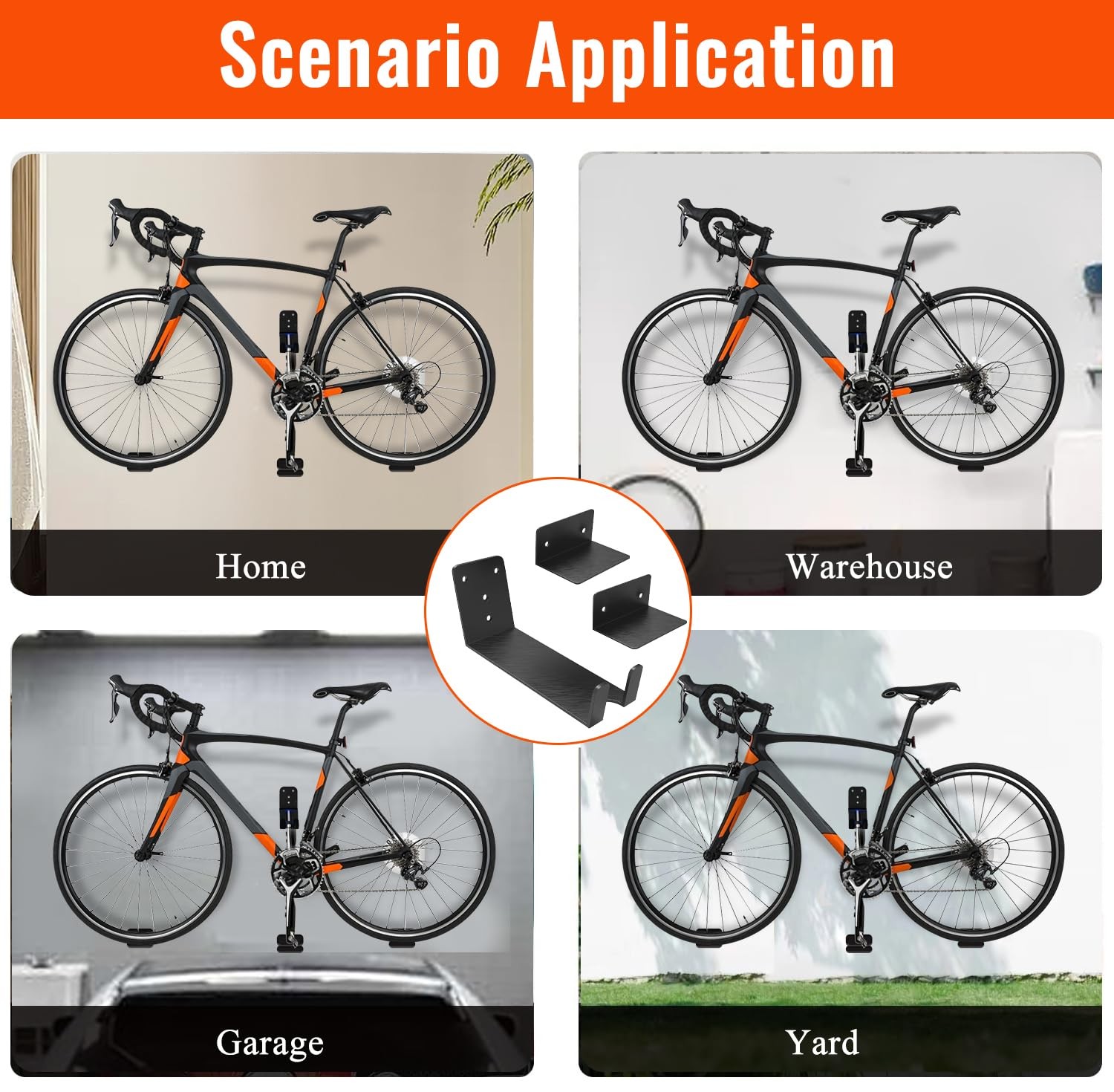 Bike Pedal Hanger Wall Mount,Heavy Duty Horizontal Bike Rack for Garage Wall