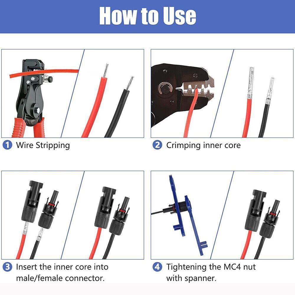 10Set Male Female Wire Cable Connector Set Solar Panel Waterproof Connector
