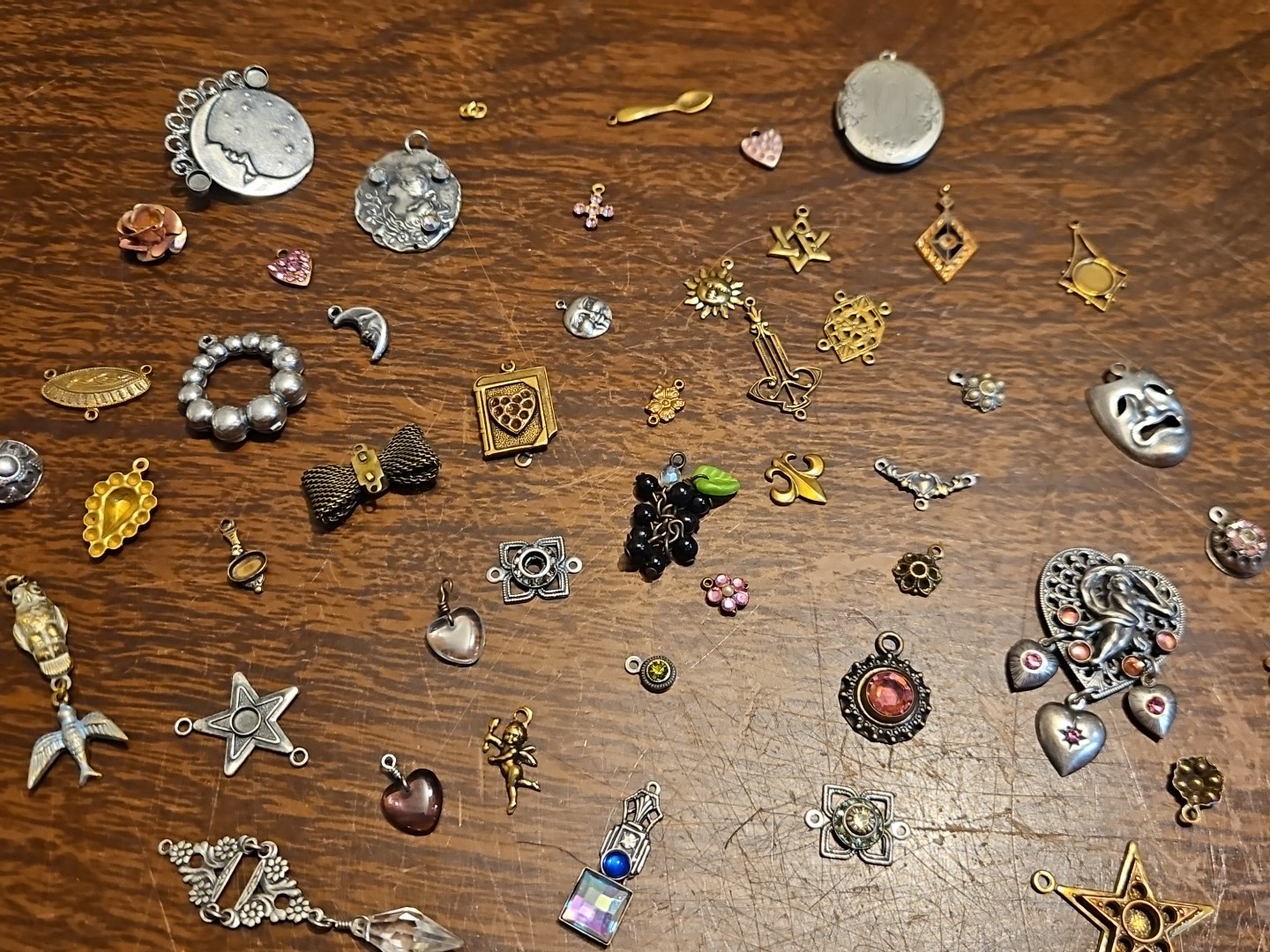 Lot Of 50 Mixed Parts Pcs France Vintage 60s Brass Stampings Findings Jewelry 18