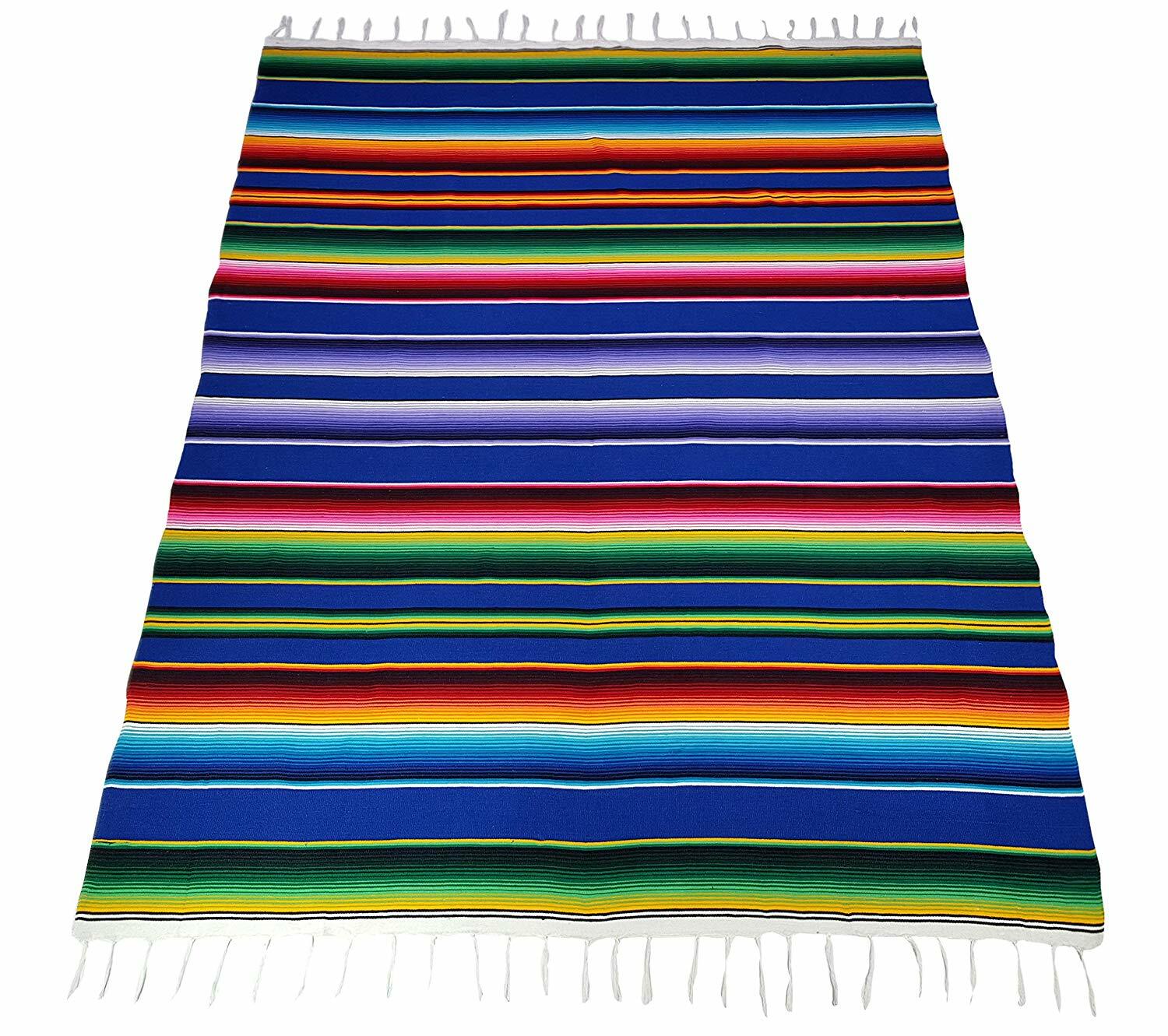Artisan Falsa Mexican Blanket Saltillo Serape Yoga Throw Made in Mexico X-Large