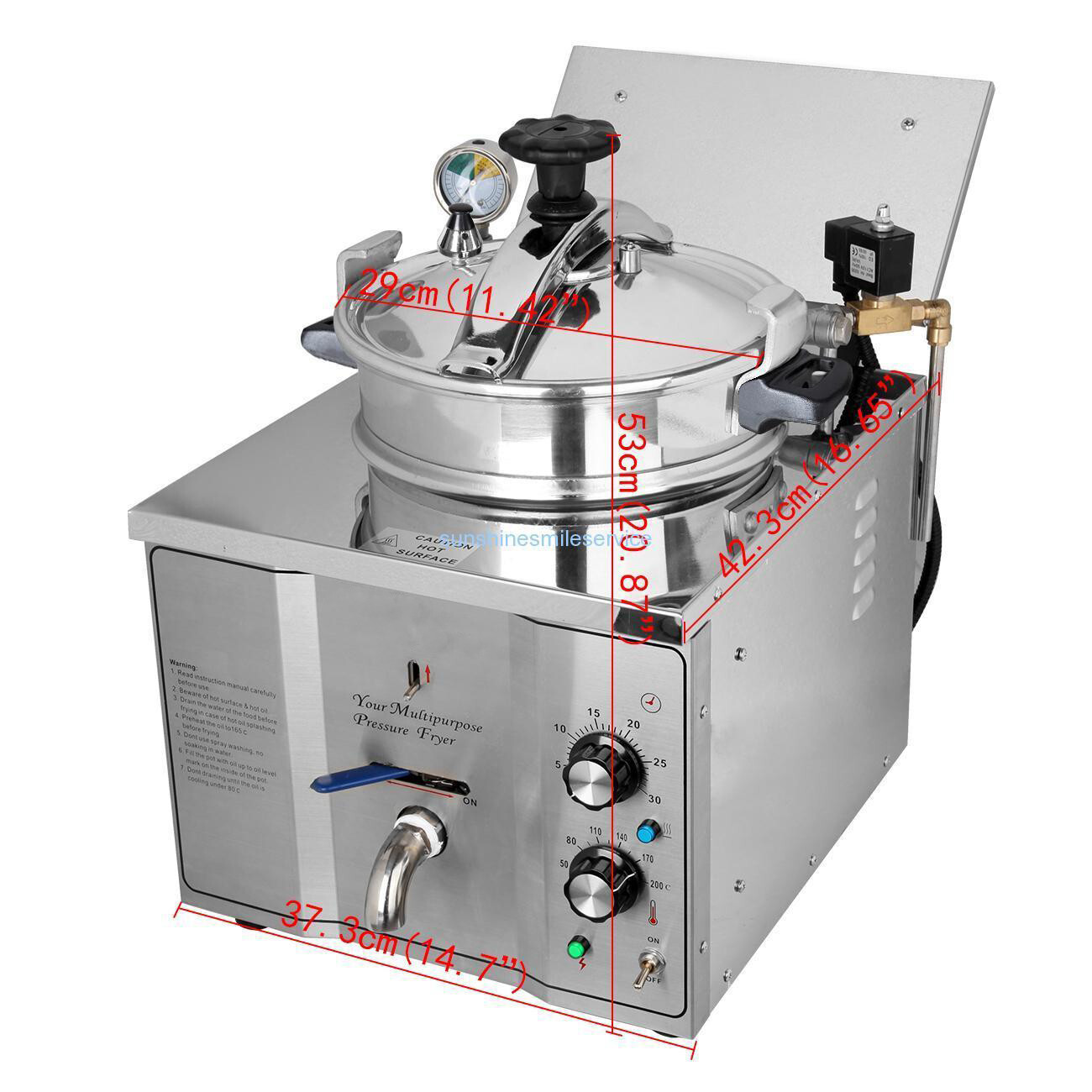 16L High Pressure Fried Chicken Machine 110V Chicken Pressure Food Oven Fryer