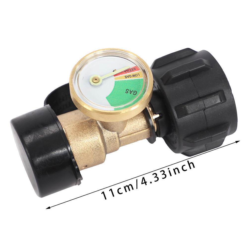 Propane Tank Gauge Brass Adapter w/Gas Pressure Level Meter Indicator for BBQ RV