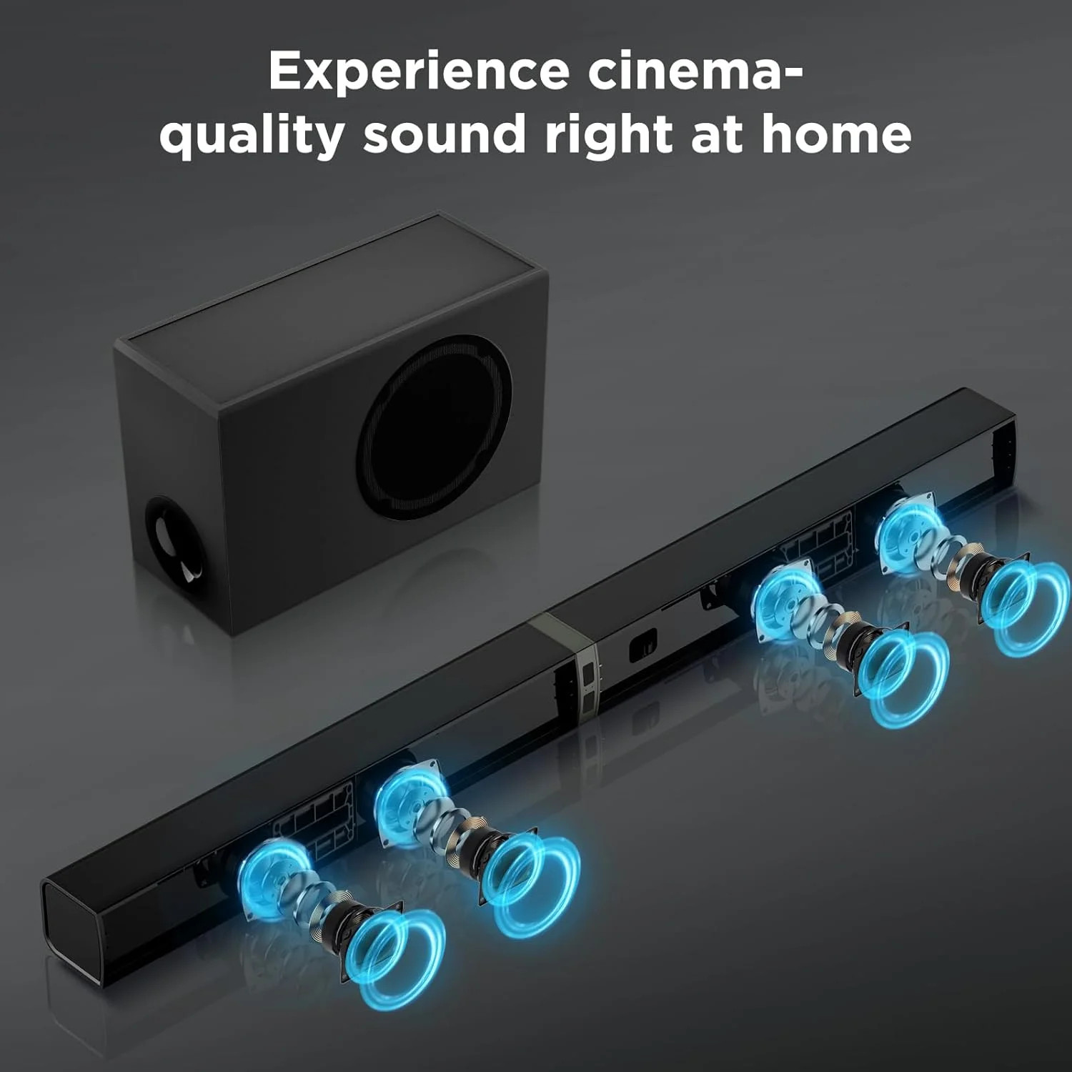 COWIN KY-2020E Sound Bar for Smart TV, 120W Sound Bar with Subwoofer