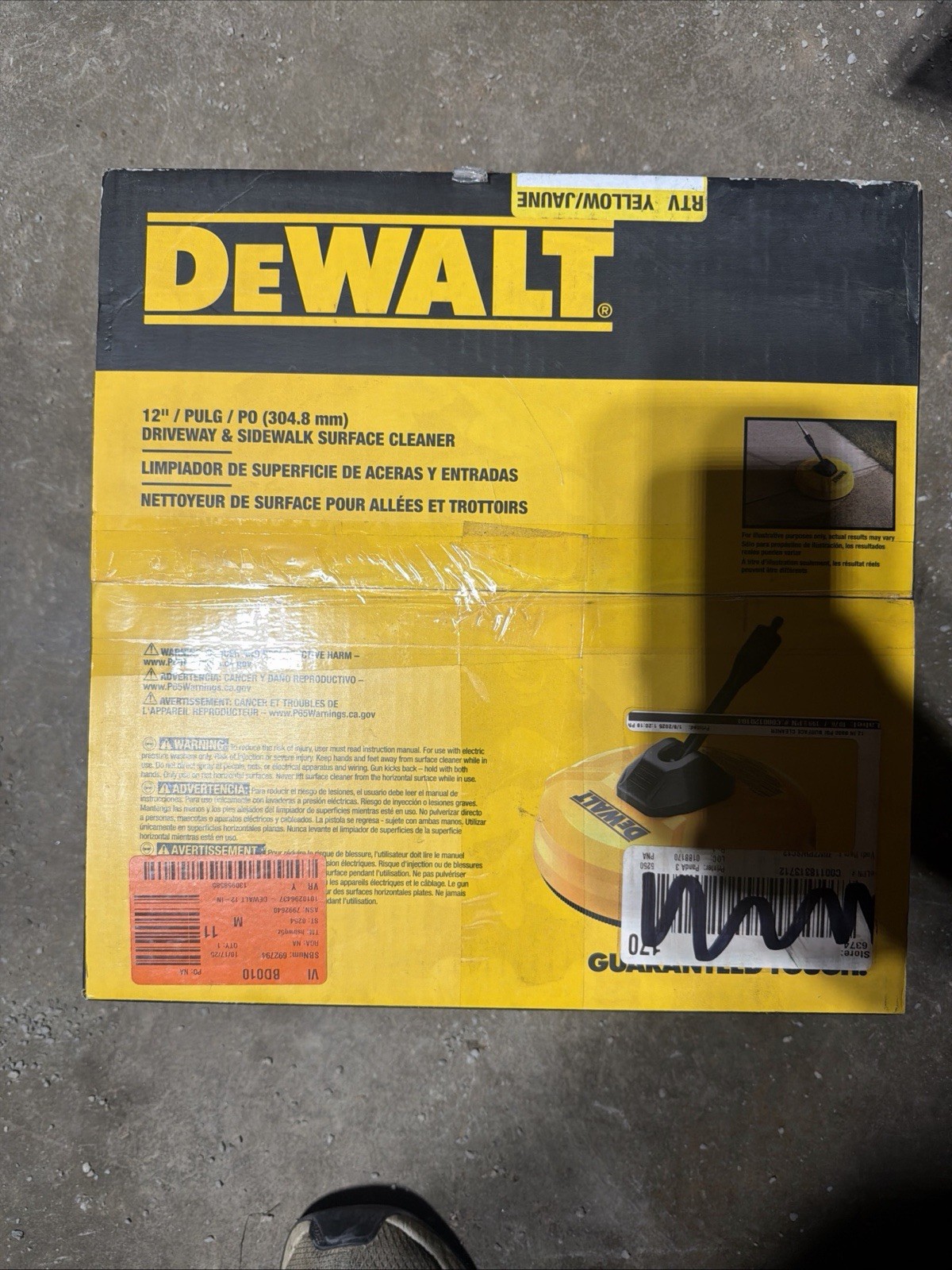 NEW DEWALT DRIVEWAY AND SIDEWALK SURFACE ROTATING CLEANER 12" DWZPWSC12