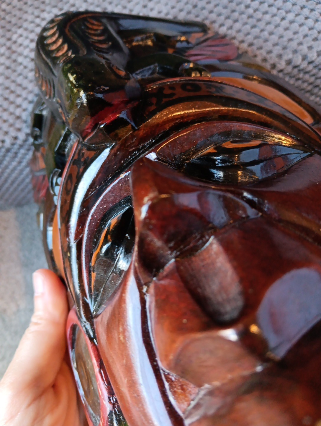 Handcarved Painted Tribal Aztec Mayan Wall Hanging 9x6 With Lizard, Iguana 3D